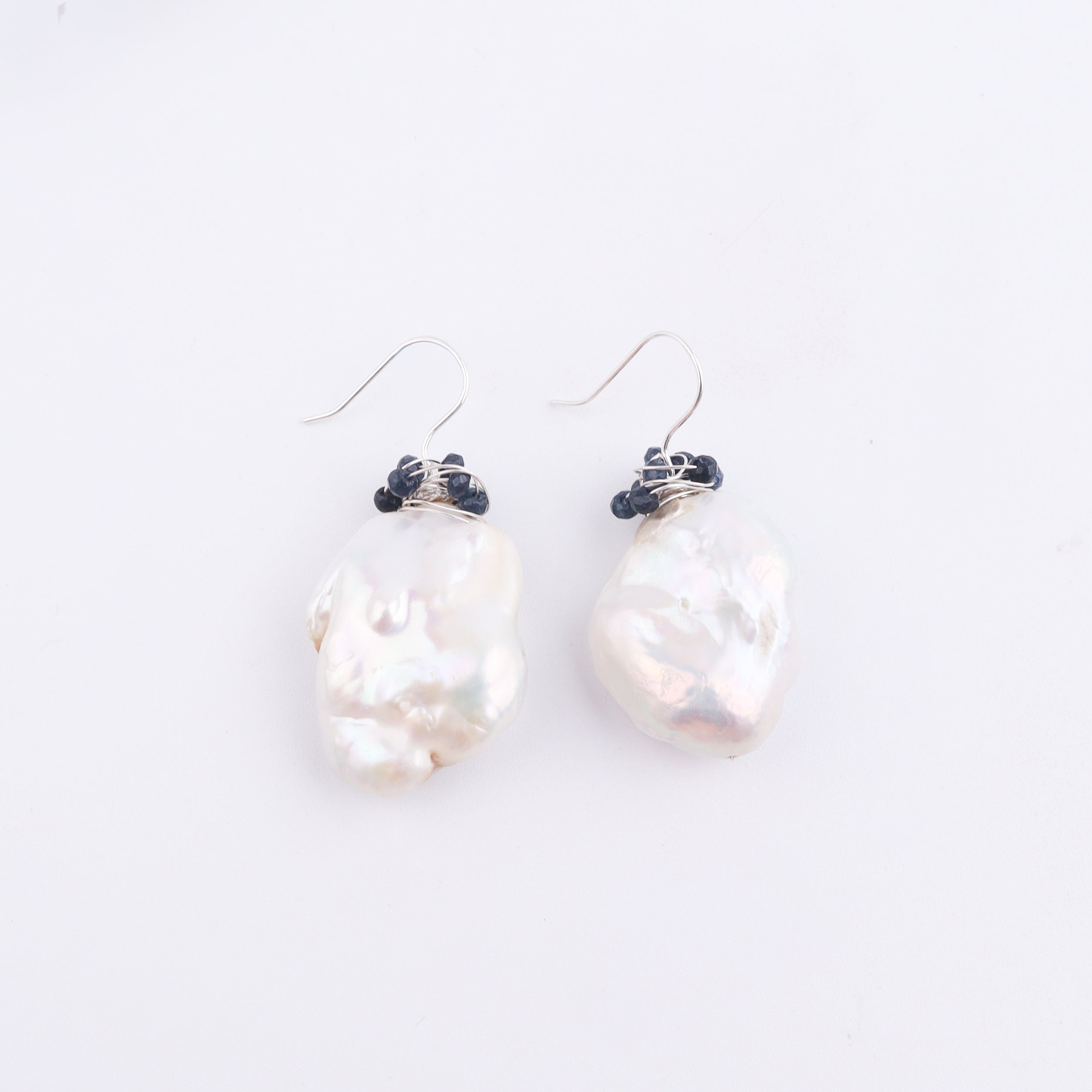 Baroque Pearl & Black Agate Silver Earrings (Project Handmade)