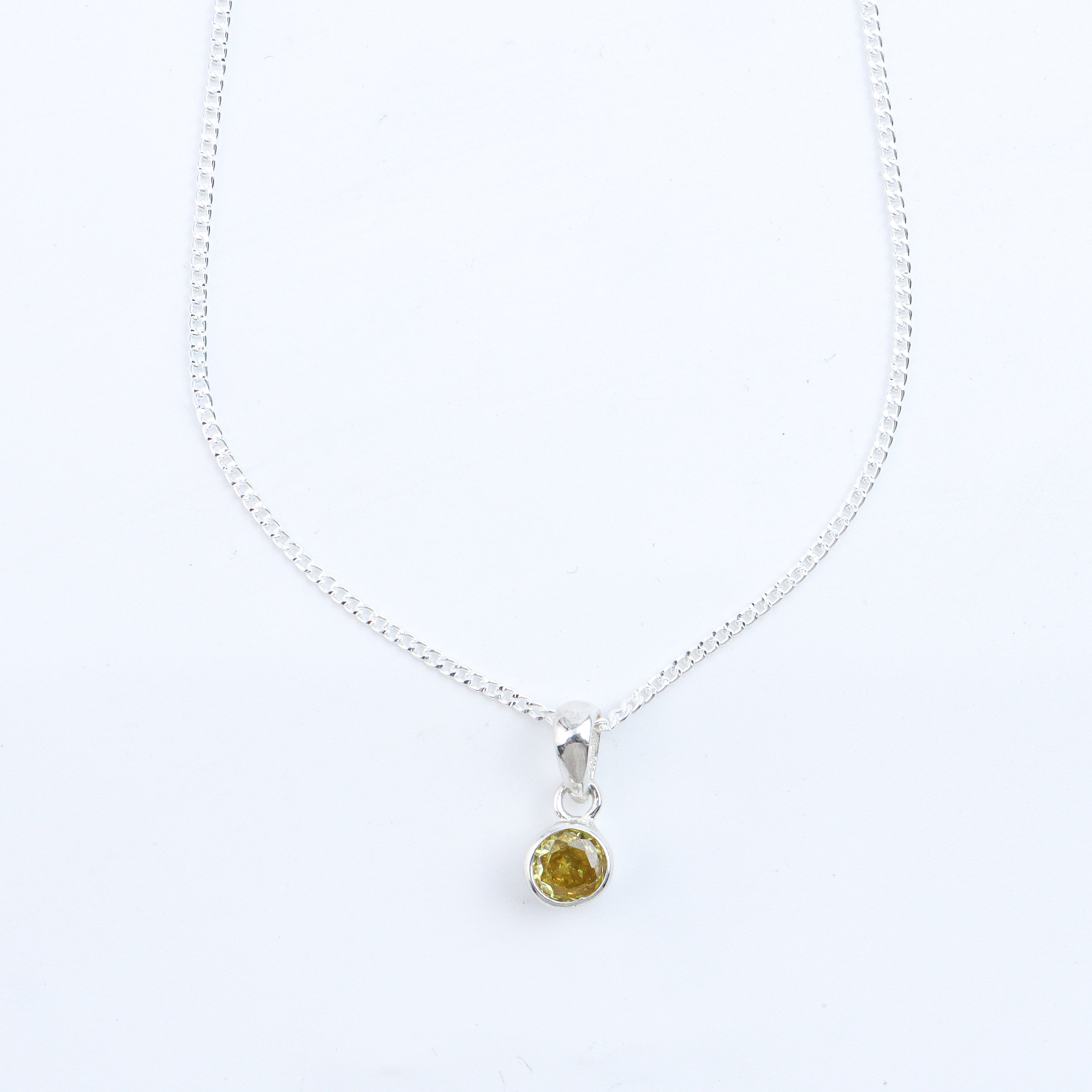 Yellow CZ Pendant Necklace