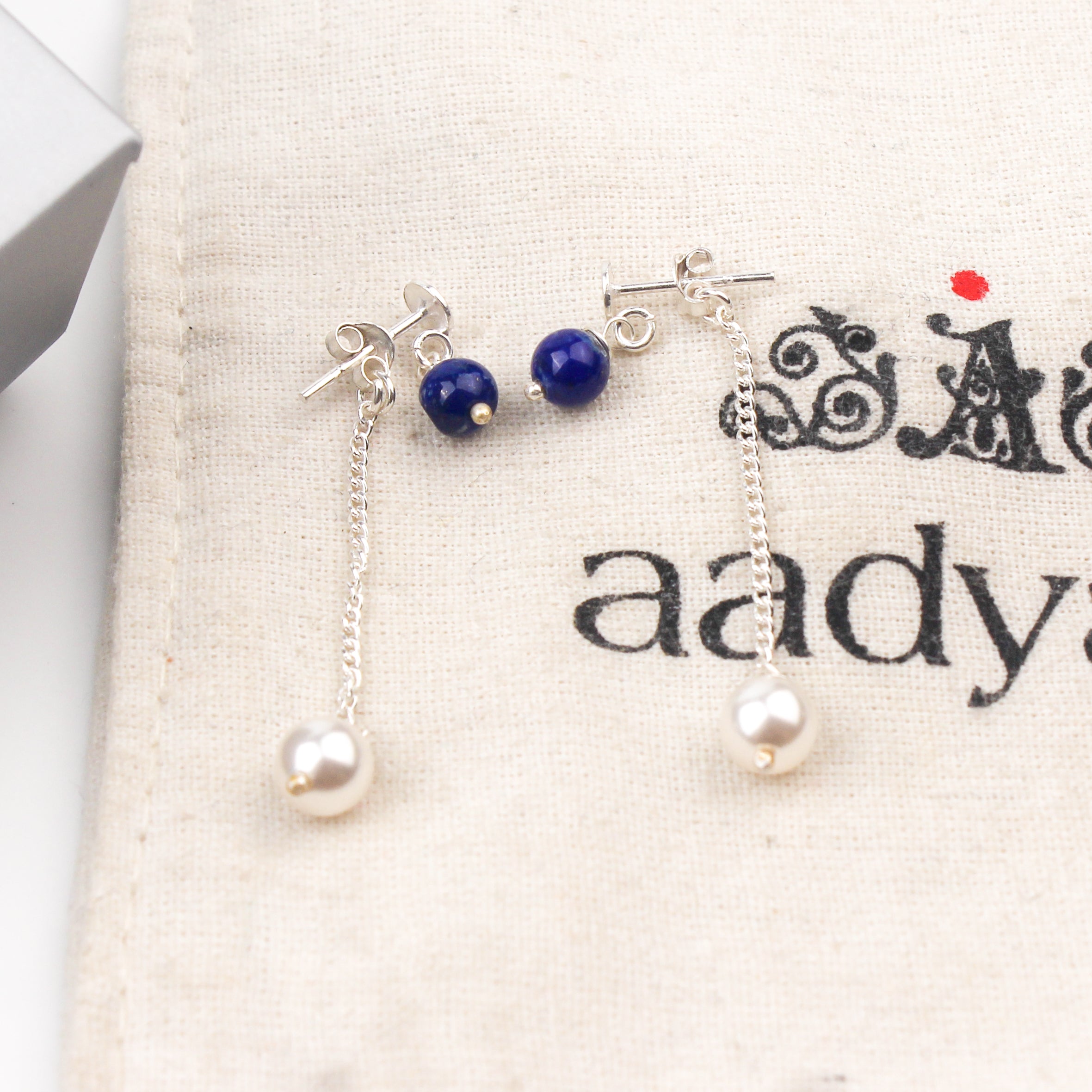 Blue Agate and Pearl Earrings (Project Handmade)