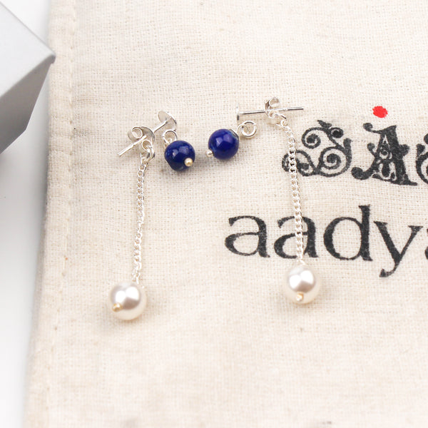 Blue Agate and Pearl Earrings (Project Handmade)