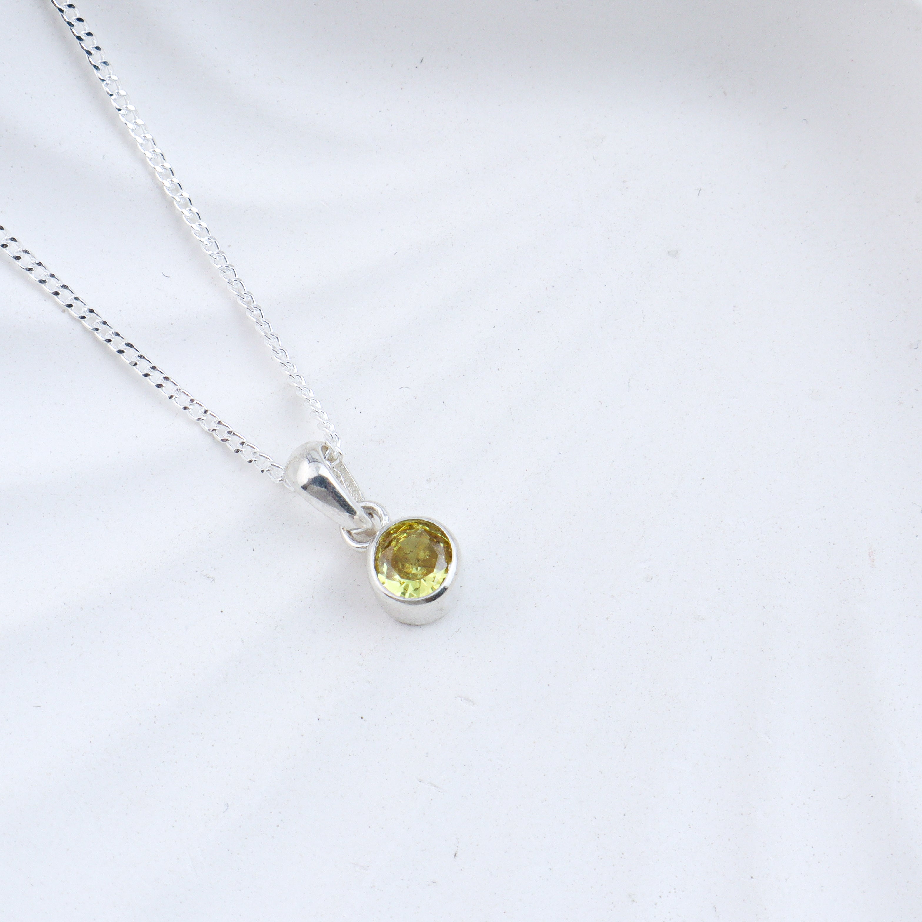 Yellow CZ Pendant Necklace