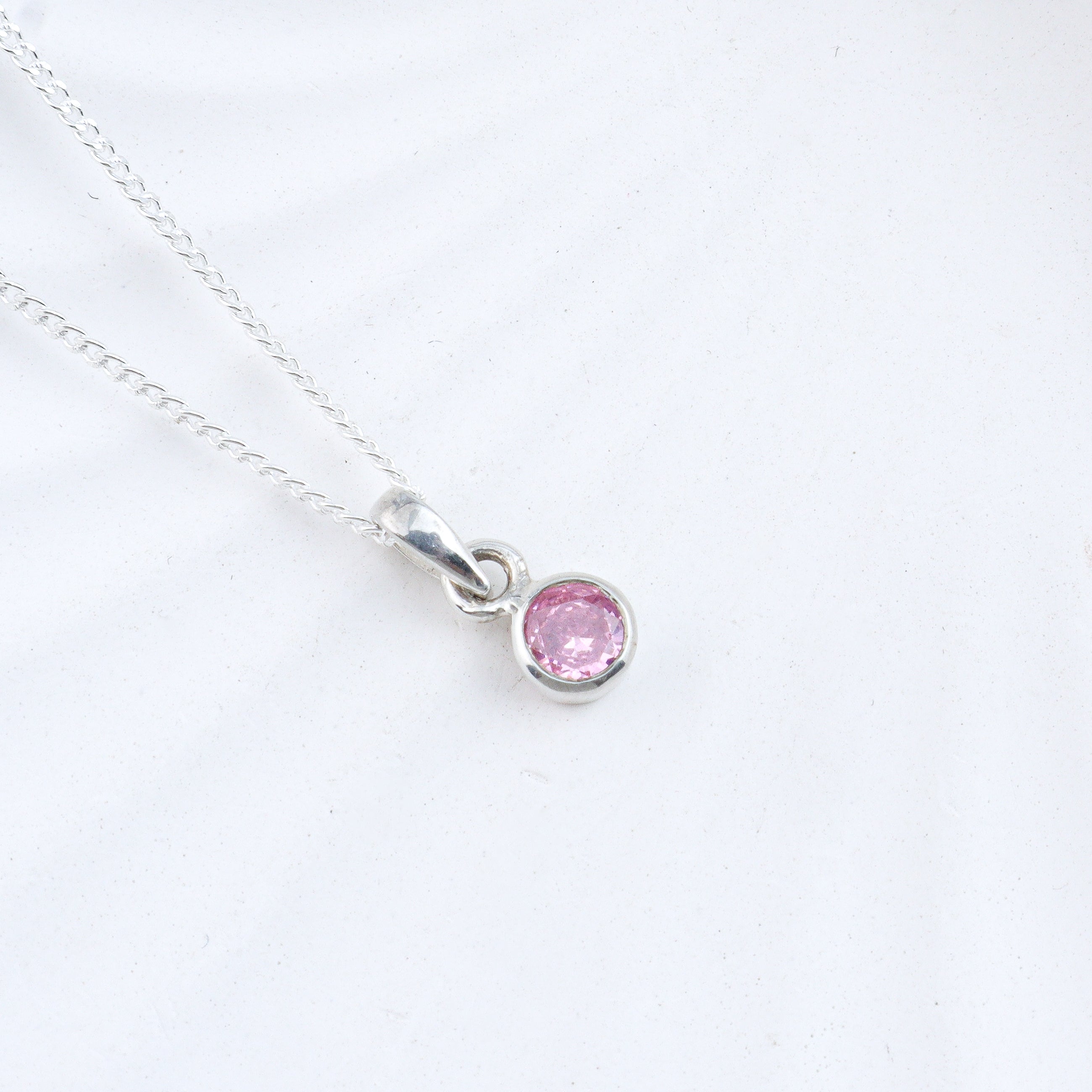 Pink CZ Pendant Necklace