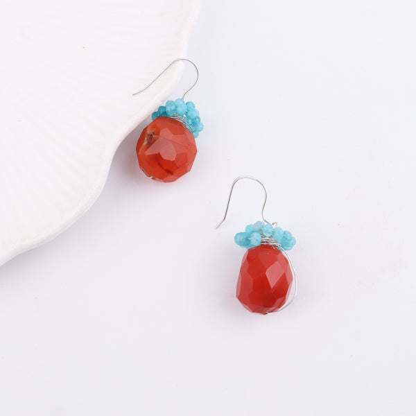 Carnelian & Agate Silver Earrings (Project Handmade)