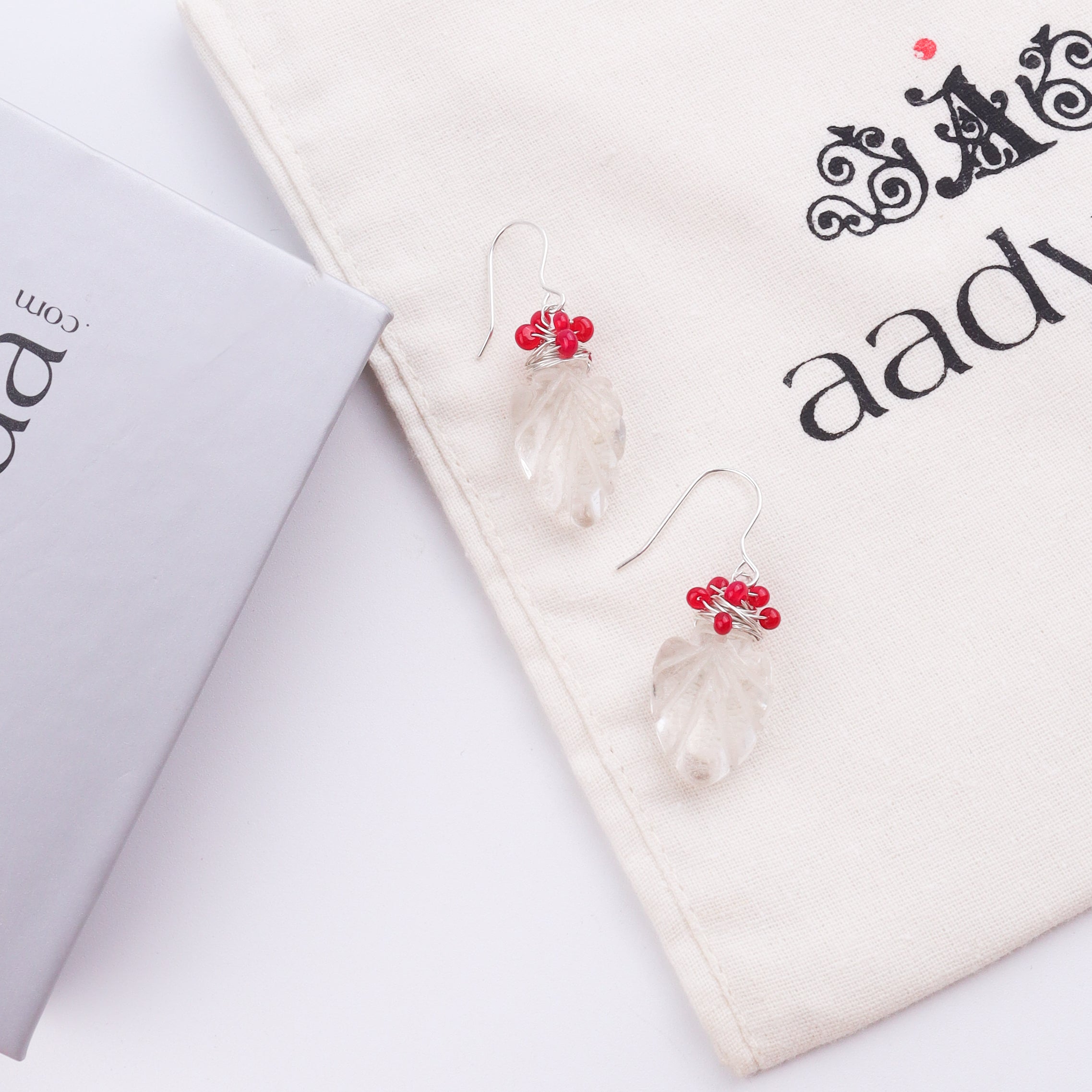 Crystal & Ruby Silver Earrings (Project Handmade)