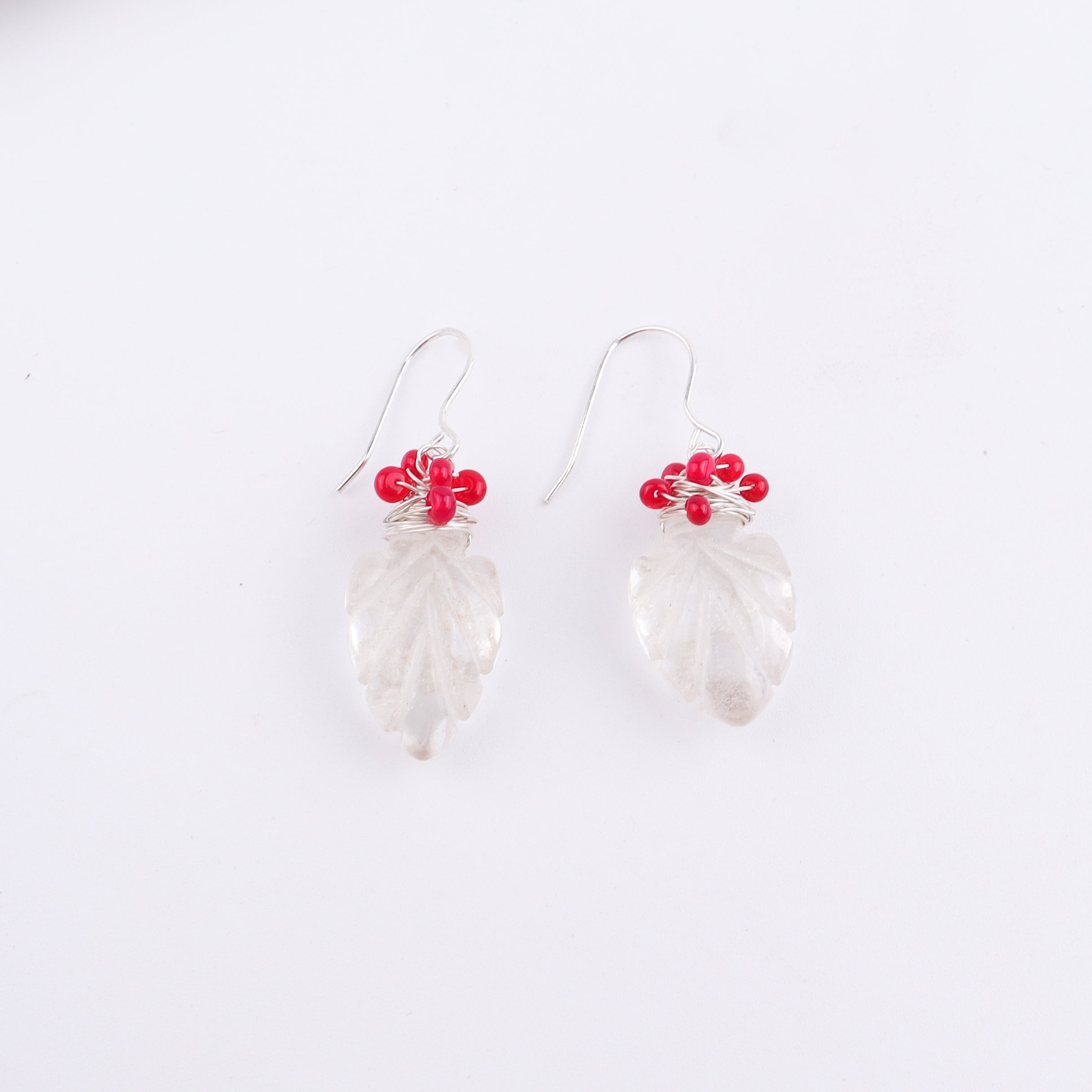 Crystal & Ruby Silver Earrings (Project Handmade)