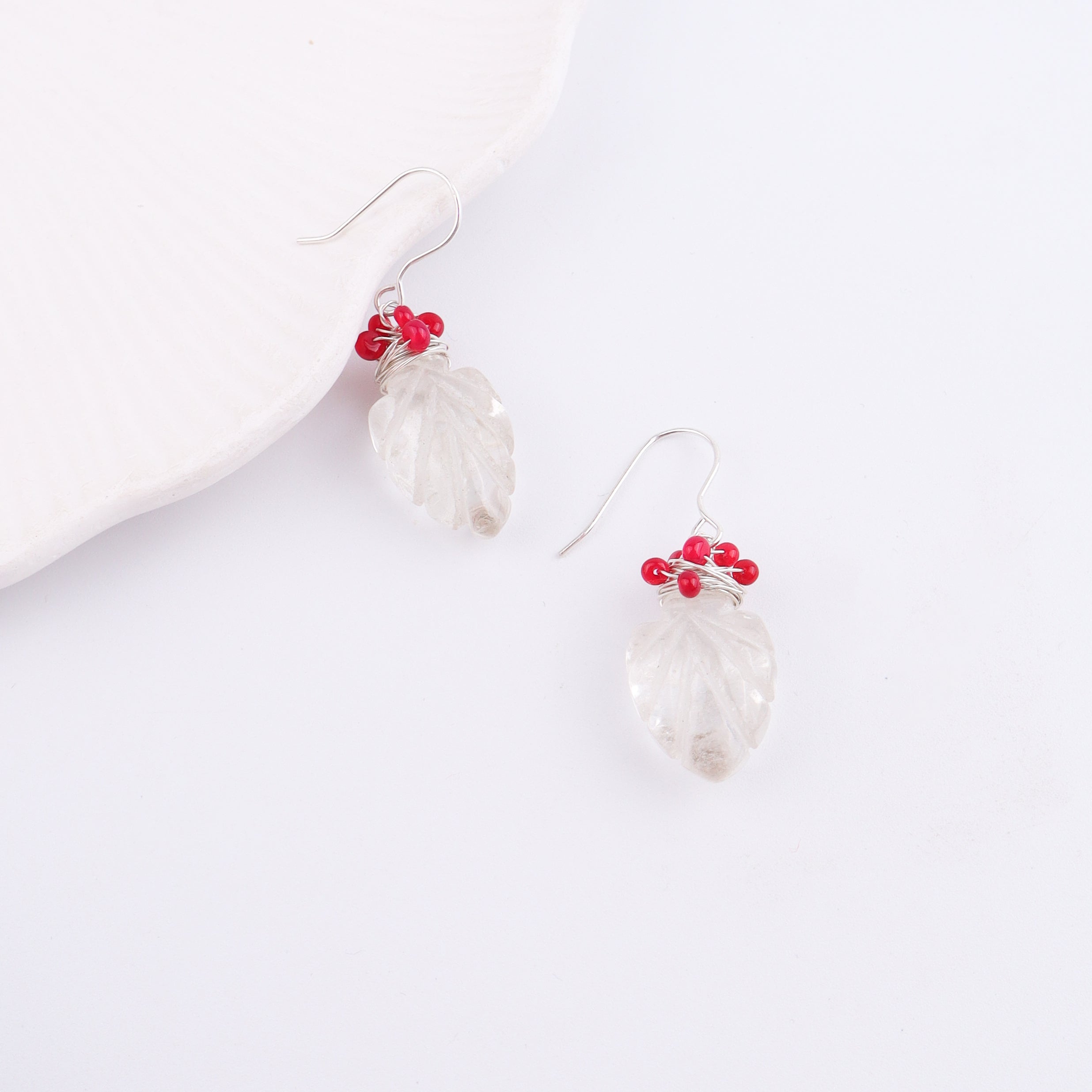 Crystal & Ruby Silver Earrings (Project Handmade)