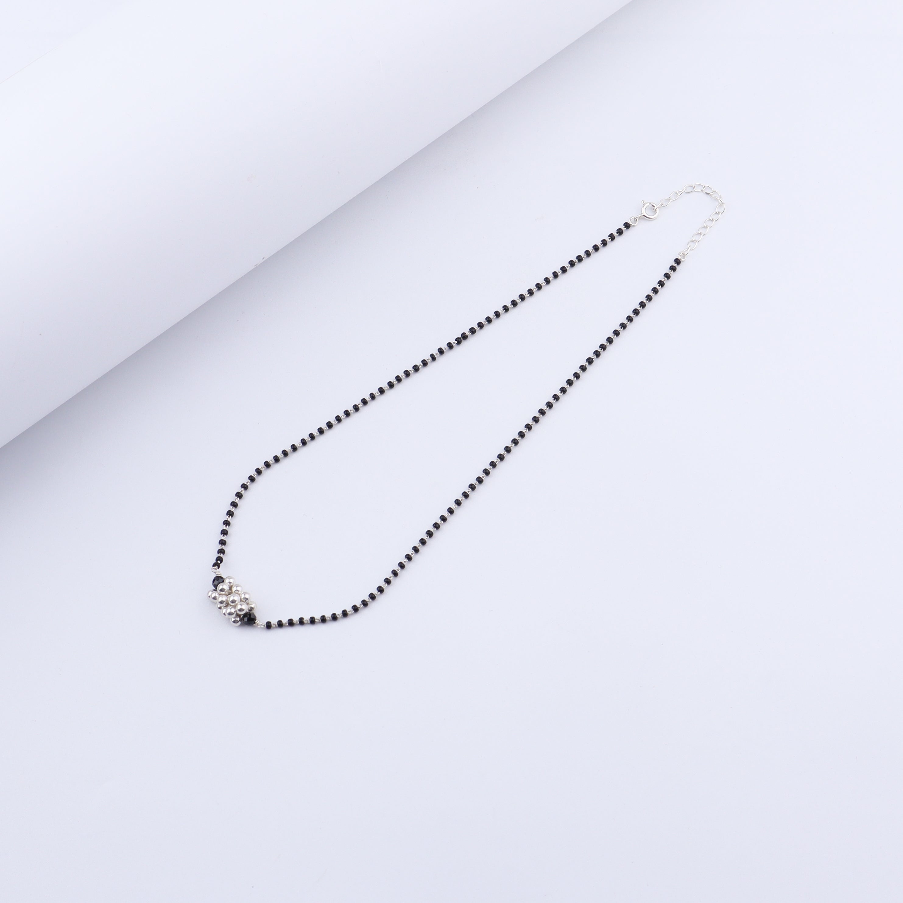 Silver Bead Black Spinel Chain Mangalsutra