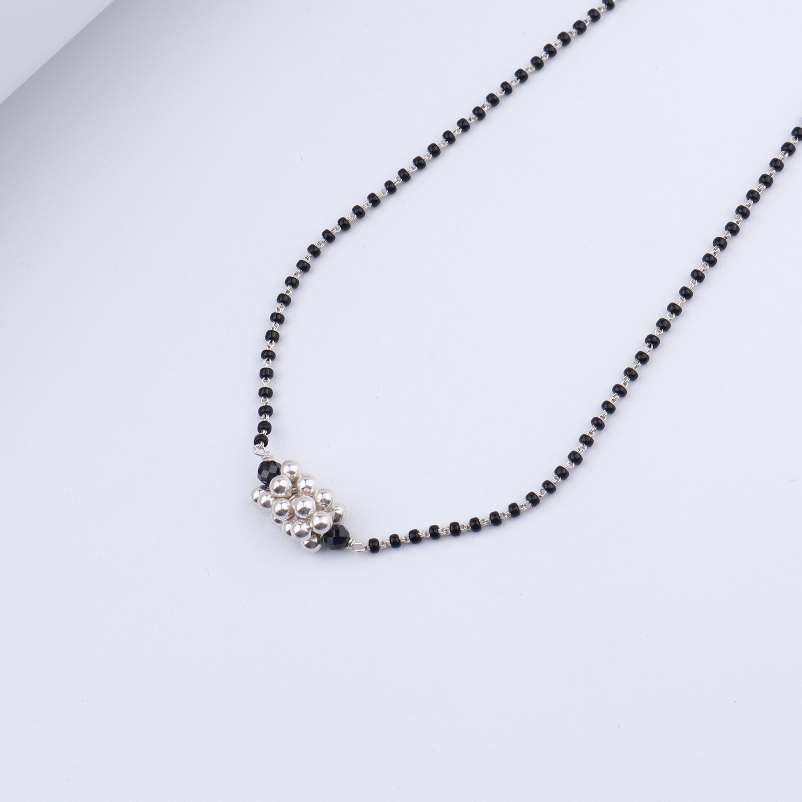 Silver Bead Black Spinel Chain Mangalsutra