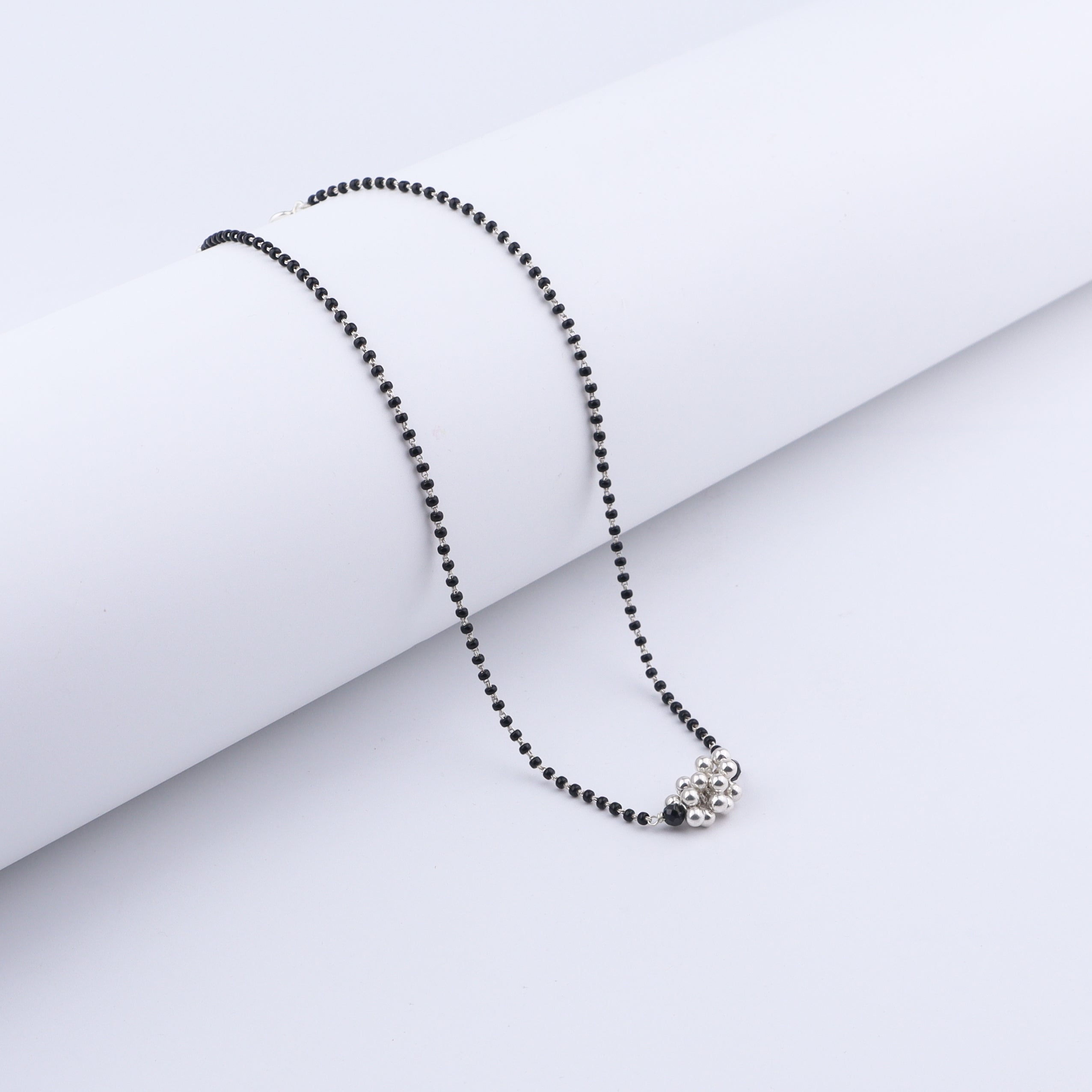 Silver Bead Black Spinel Chain Mangalsutra