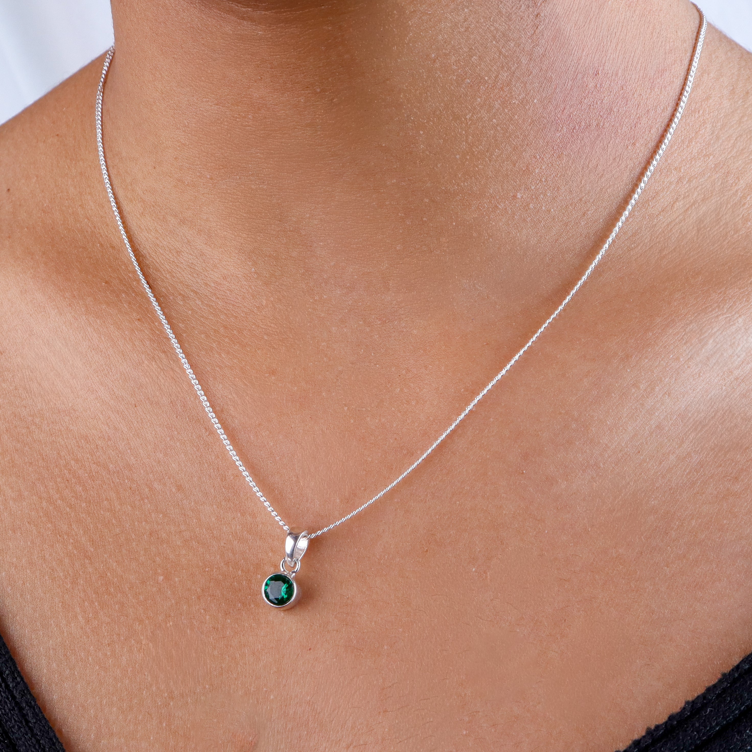 Green CZ Pendant Necklace