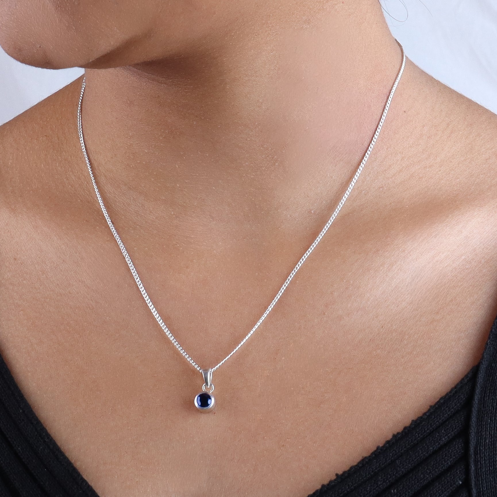 Blue CZ Pendant Necklace