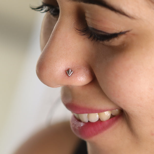 Silver Textured Bud Nose Pin