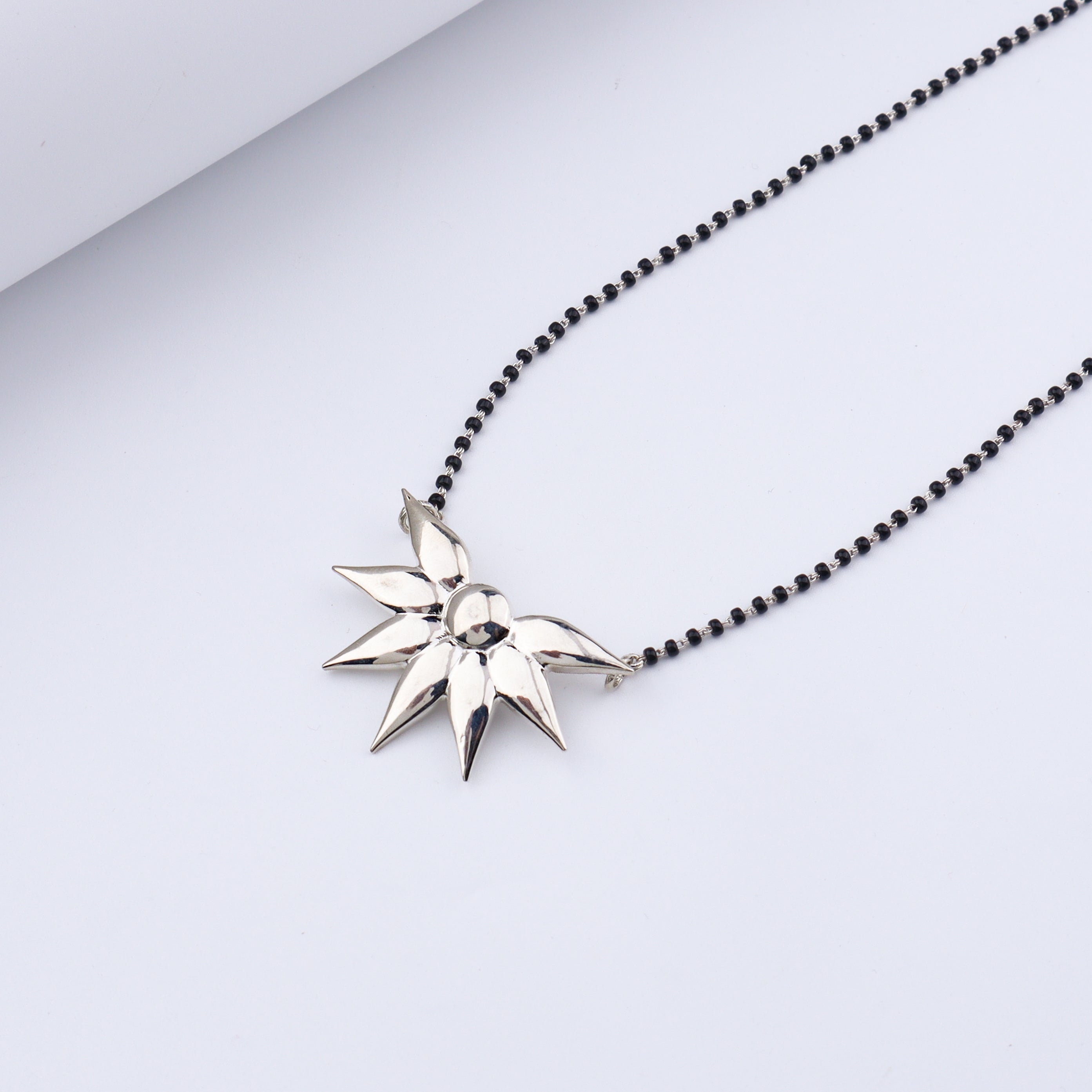 Silver Flower Mangalsutra