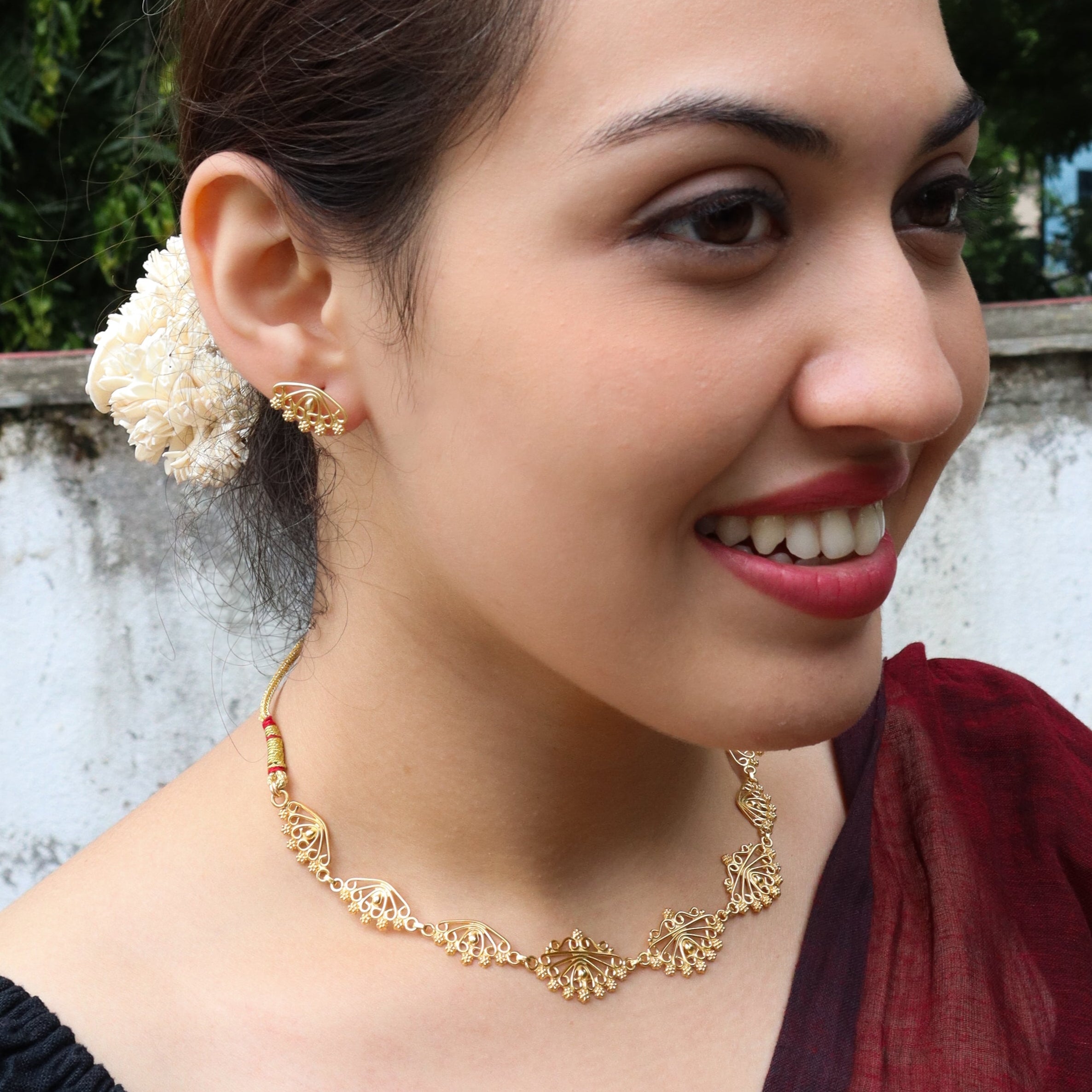 Silver Padma Nakshi Set | 92.5 Silver | 22K Gold Plated