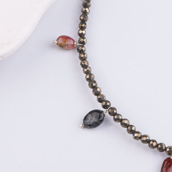 Pyrite Stone Silver Bracelet (Project Handmade)