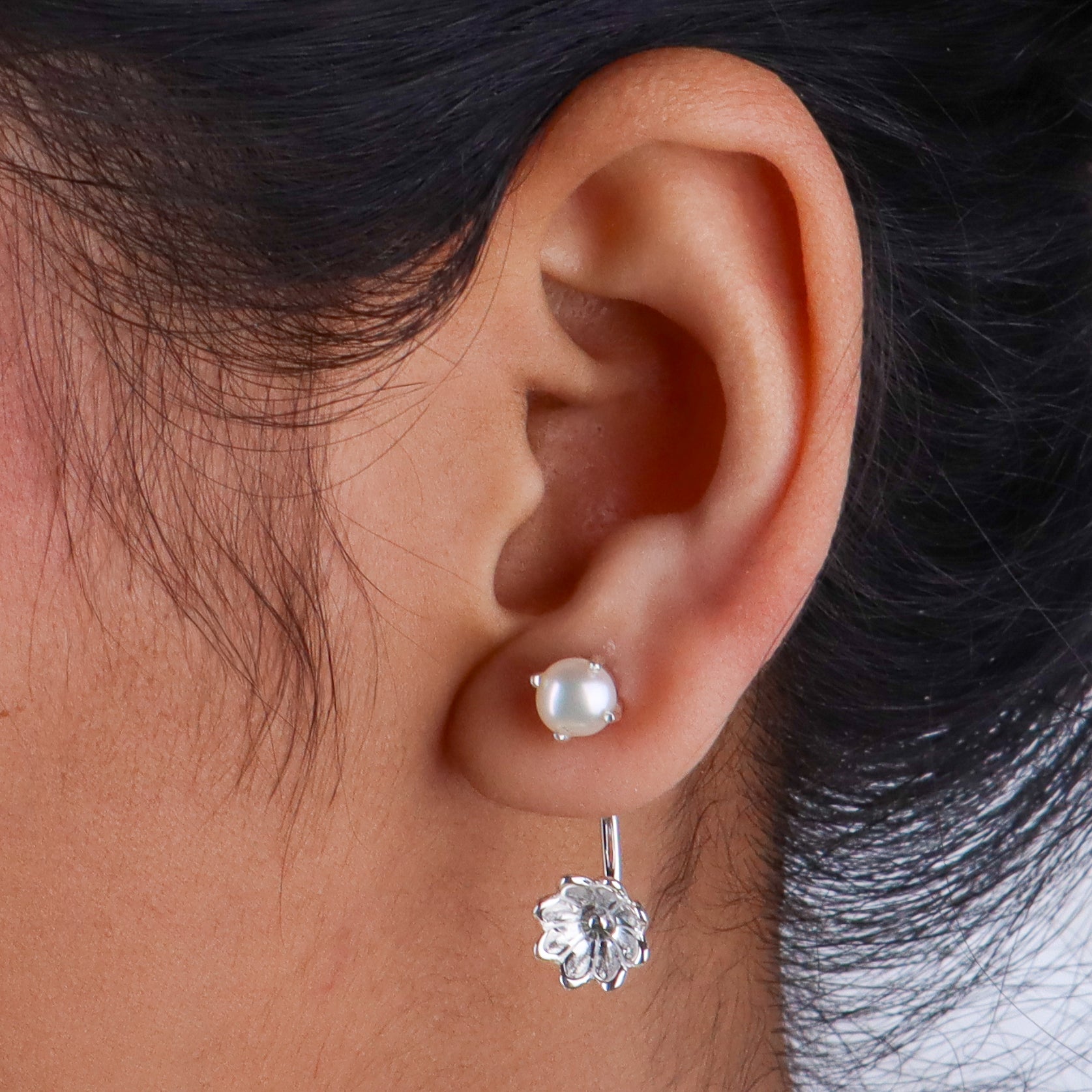 Pearl Flower Jacket Earring
