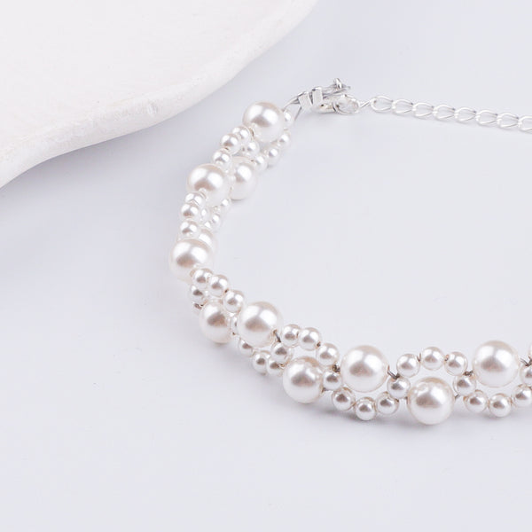 White Pearl Silver Bracelet (Project Handmade)