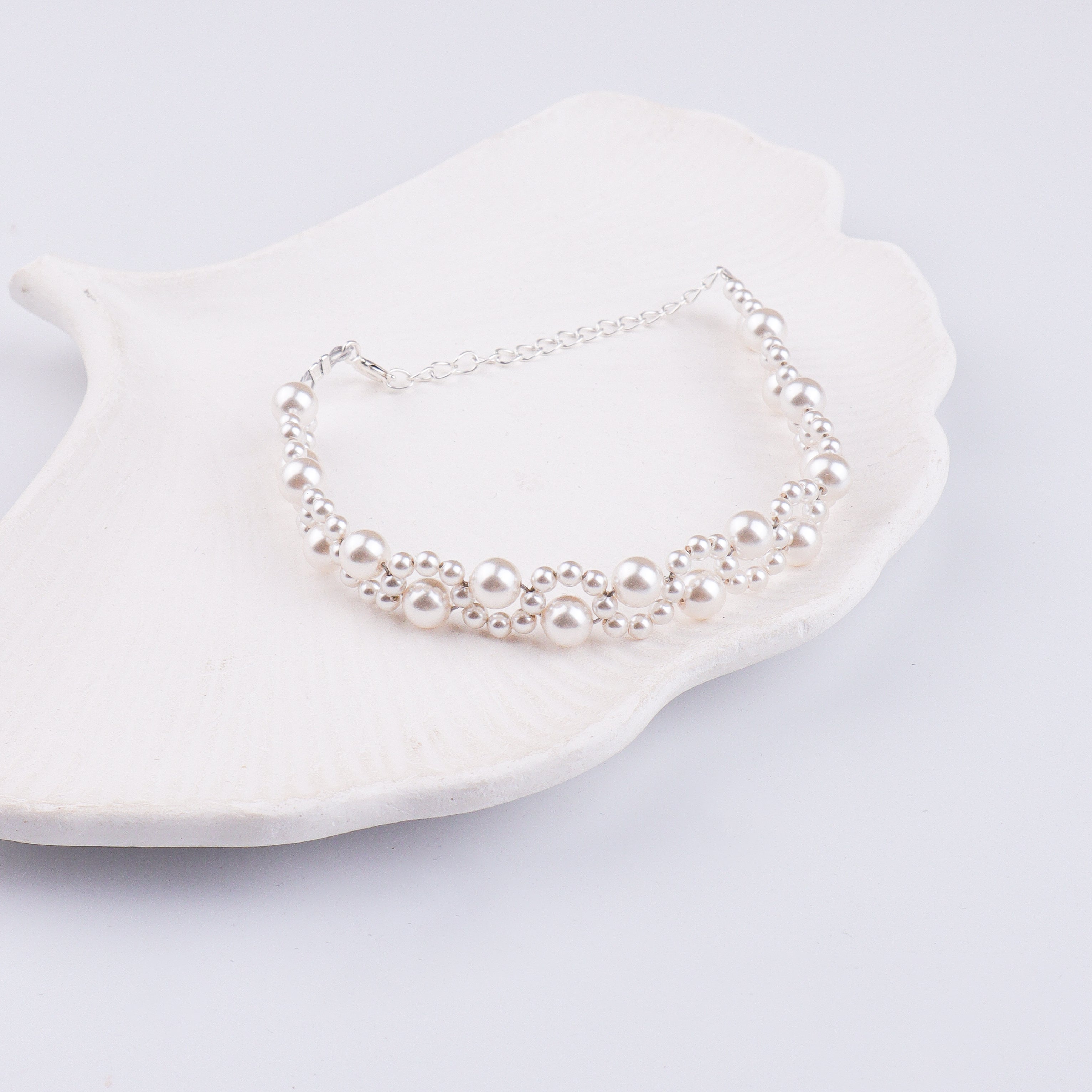 White Pearl Silver Bracelet (Project Handmade)