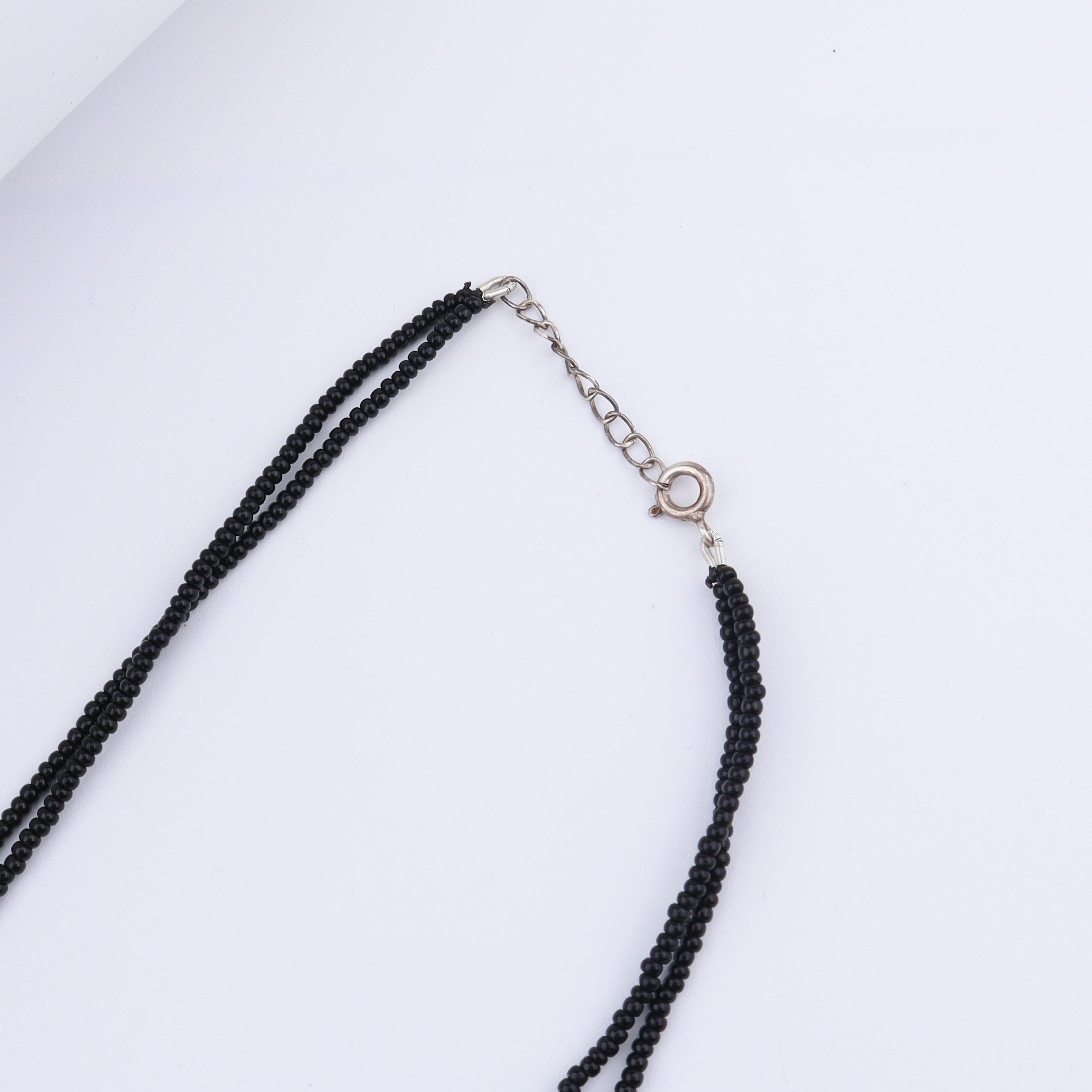 Silver Pink Stone Flower Pendant Mangalsutra Set