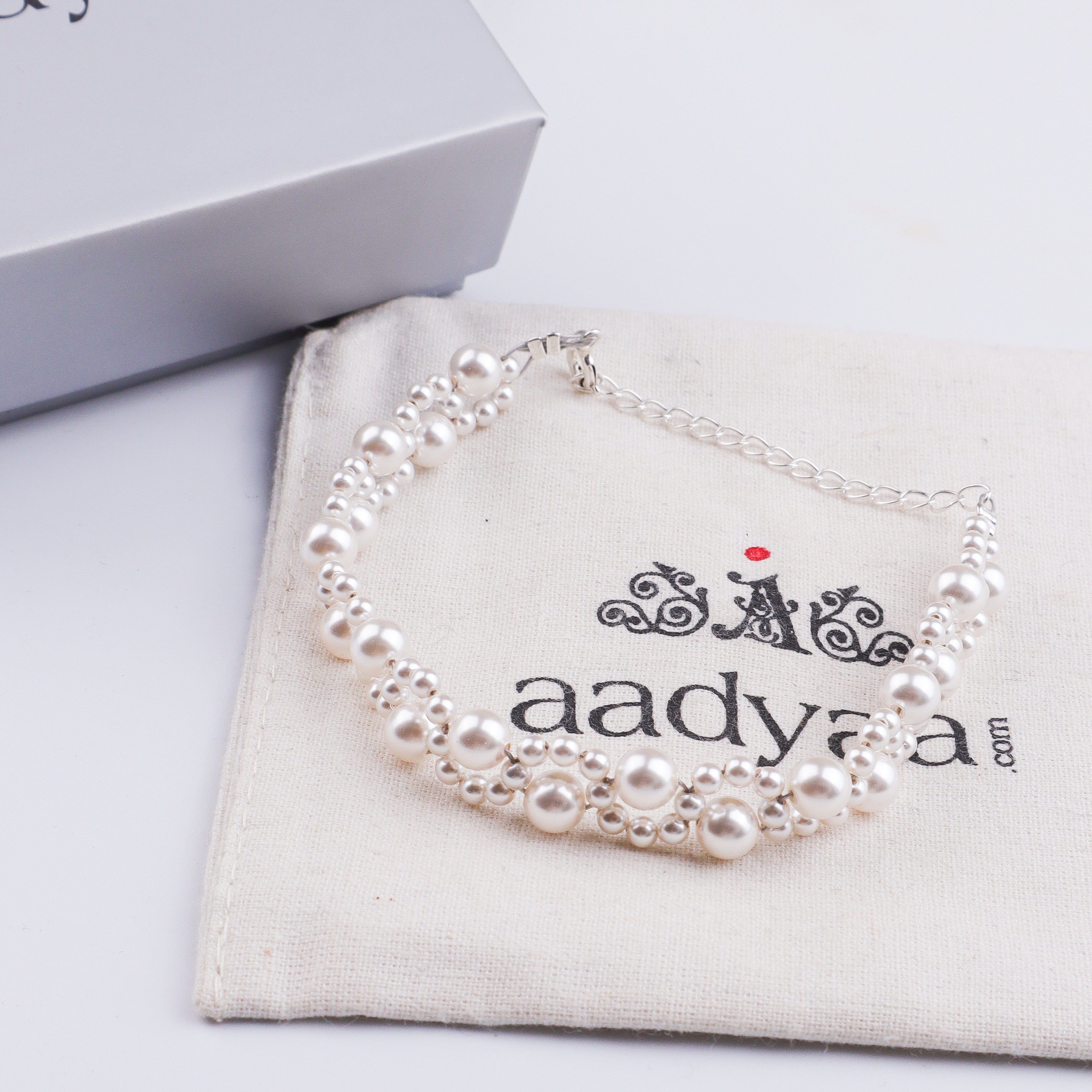 White Pearl Silver Bracelet (Project Handmade)