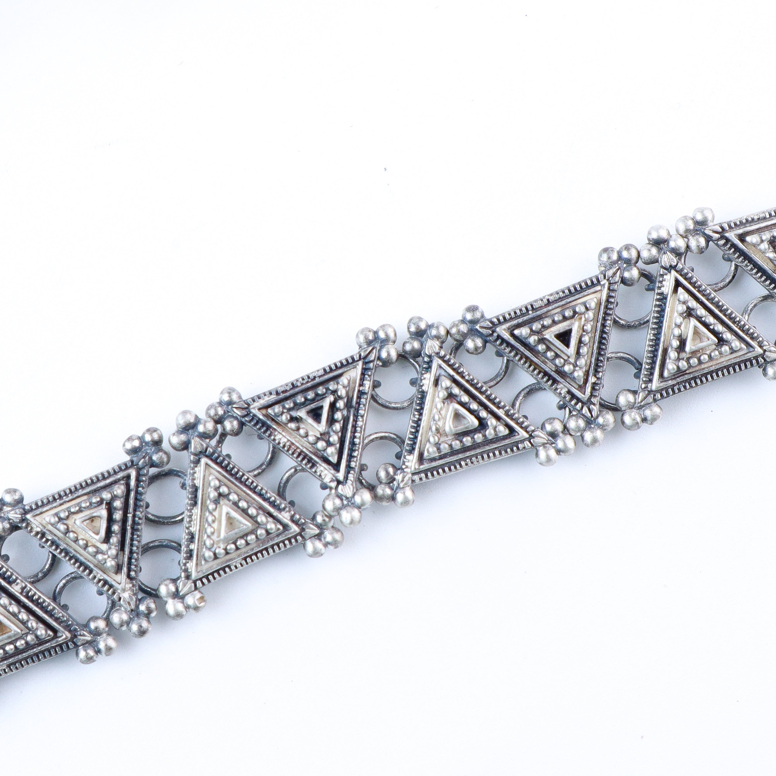 Silver Oxidised Triangle Choker with Earrings