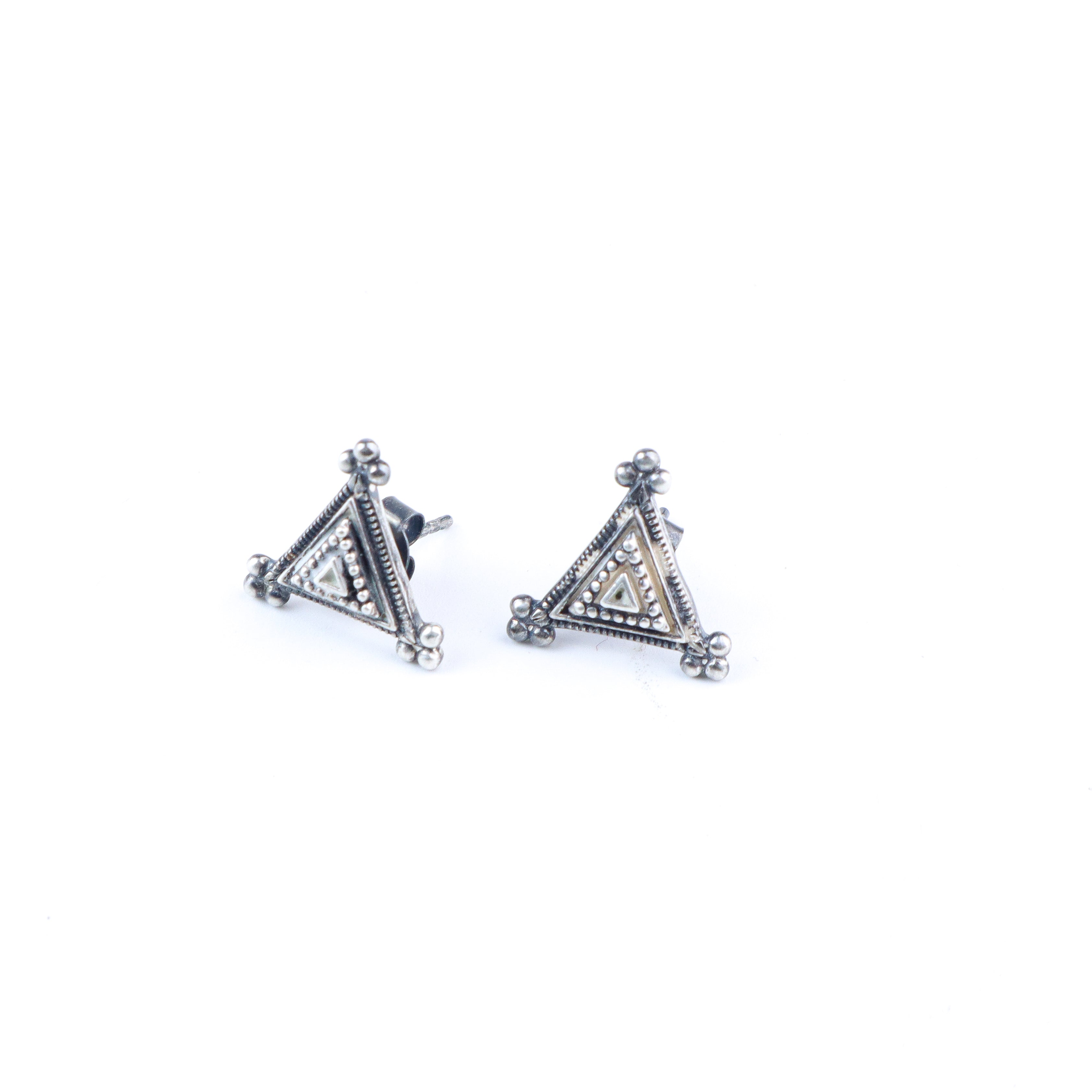 Silver Oxidised Triangle Choker with Earrings