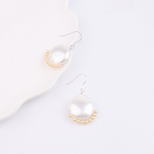 Silver Coin Earrings with Golden Pearls (Project Handmade)