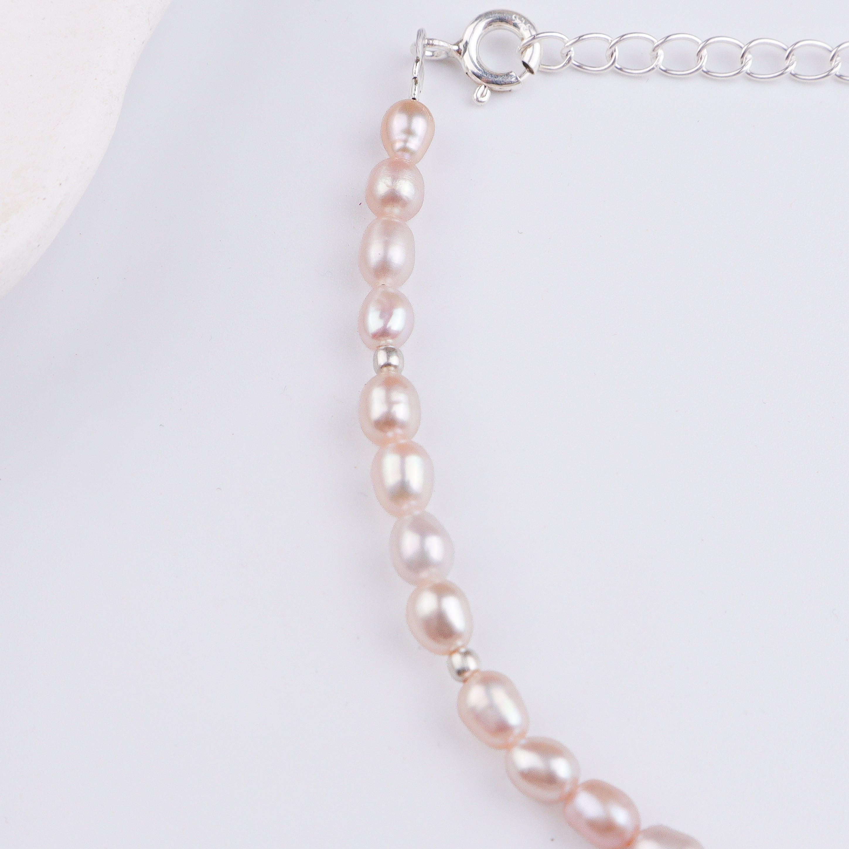 Rice Pearl Silver Bracelet (Project Handmade)