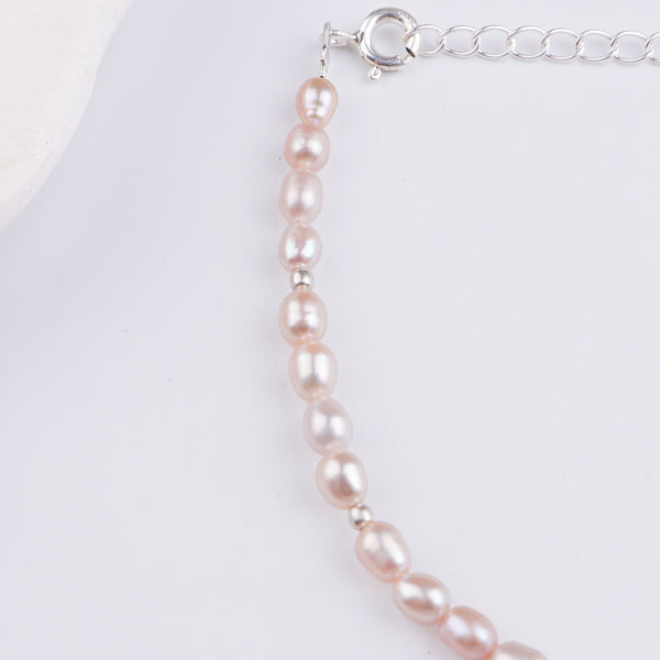 Rice Pearl Silver Bracelet (Project Handmade)