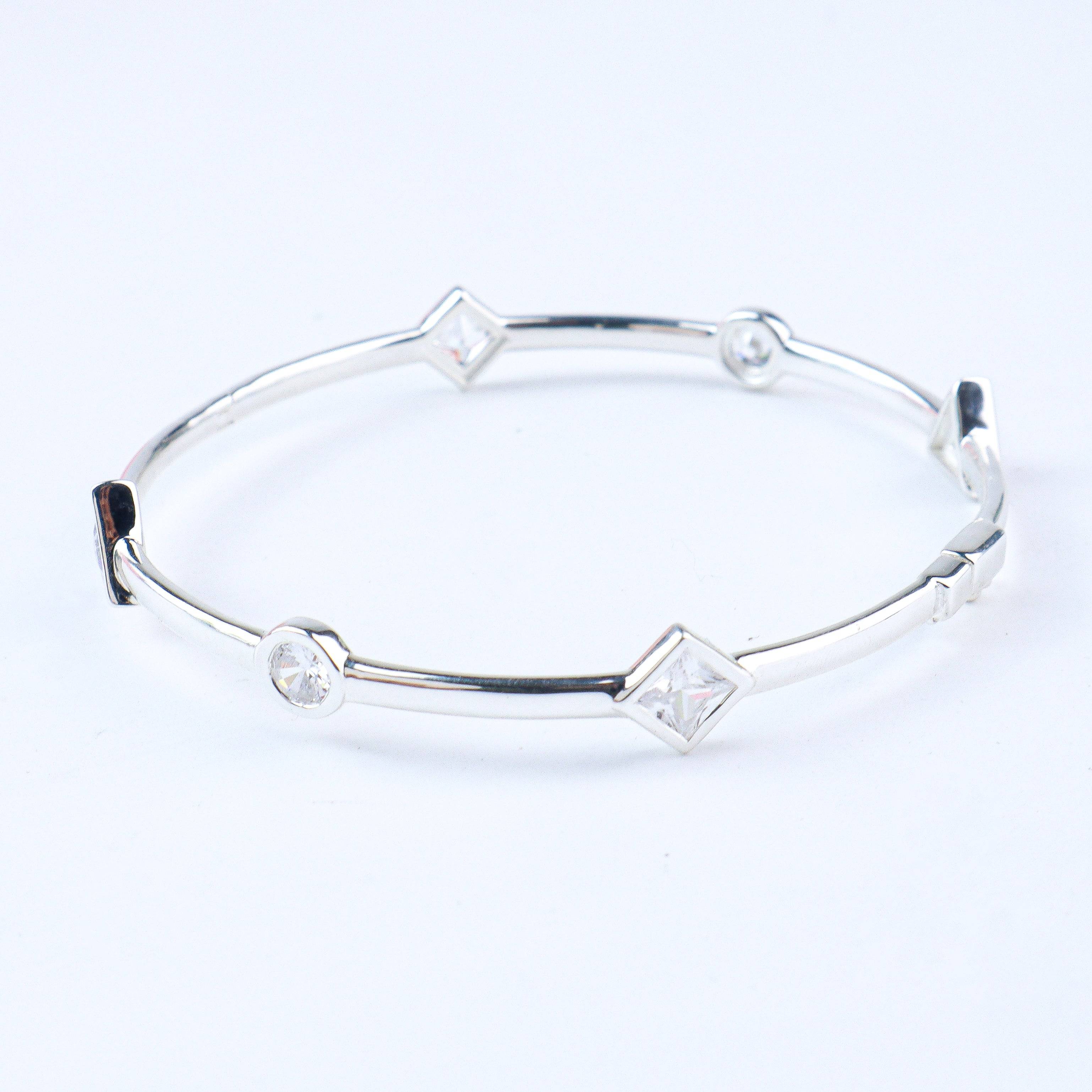 Silver CZ Openable Bangle