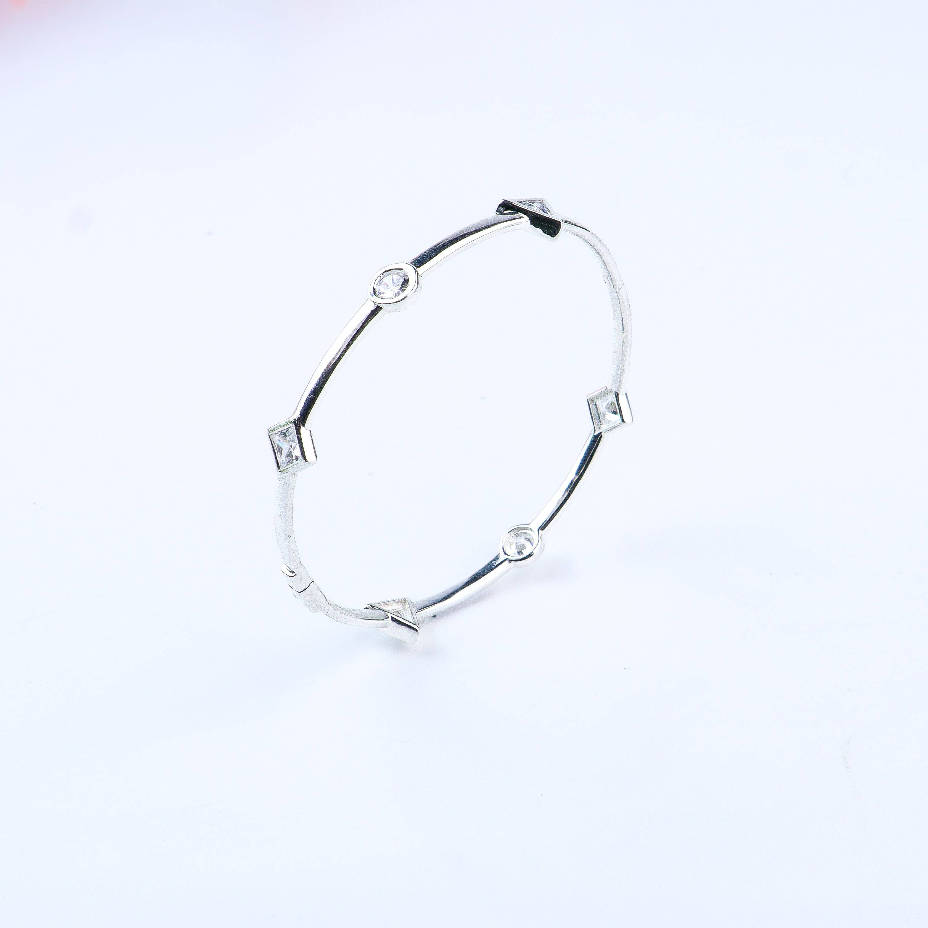 Silver CZ Openable Bangle