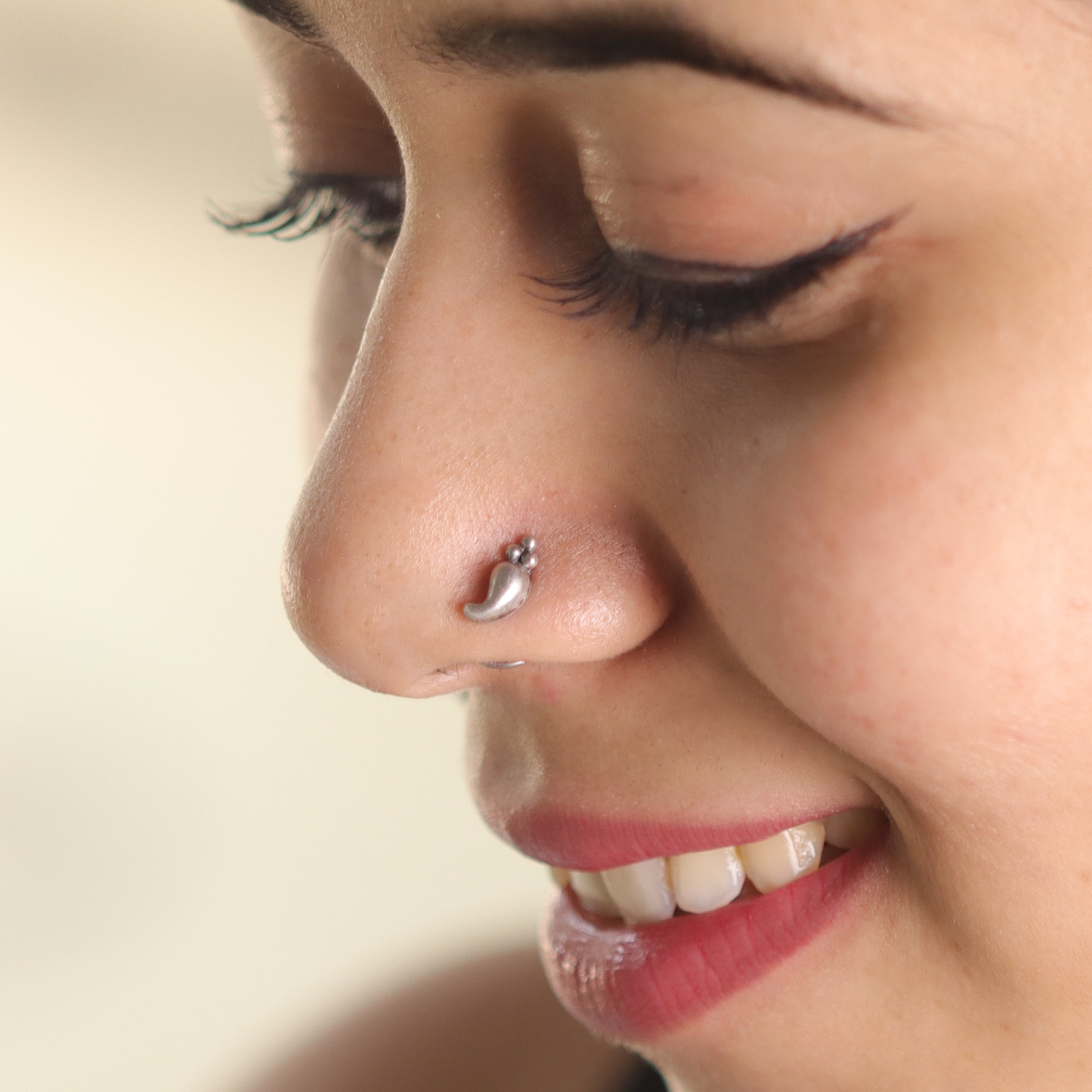 Mini Silver Koyari Nose Pin Pierced