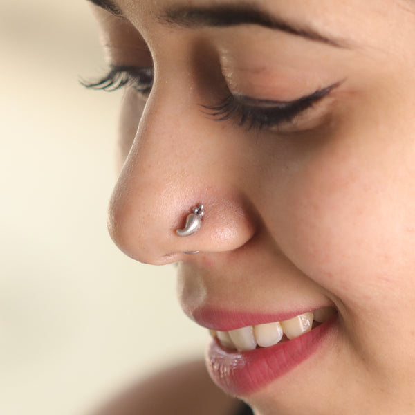 Mini Silver Koyari Nose Pin Pierced