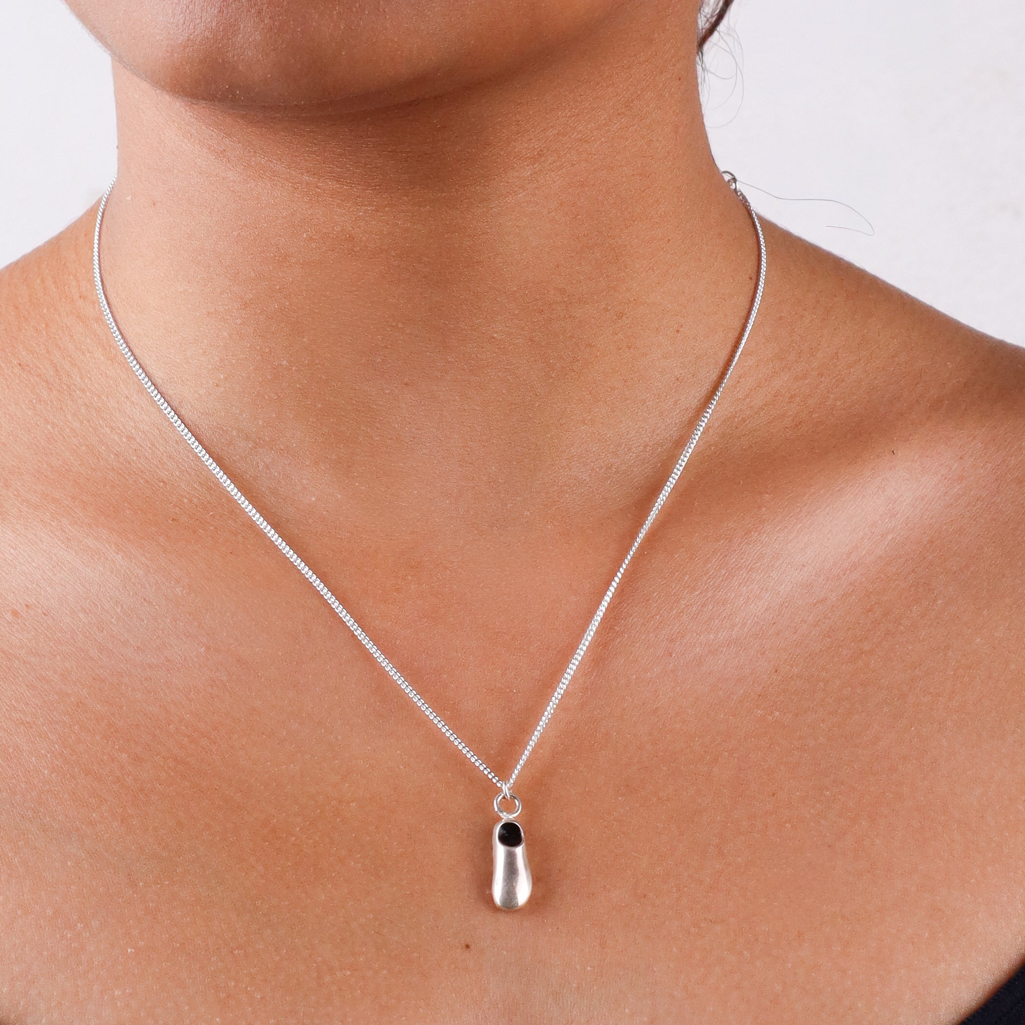 Shoe pendant necklace in 92.5 sterling silver