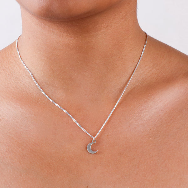 Moon pendant necklace in 92.5 sterling silver