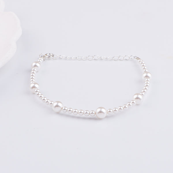 White Pearl Silver Bracelet (Project Handmade)