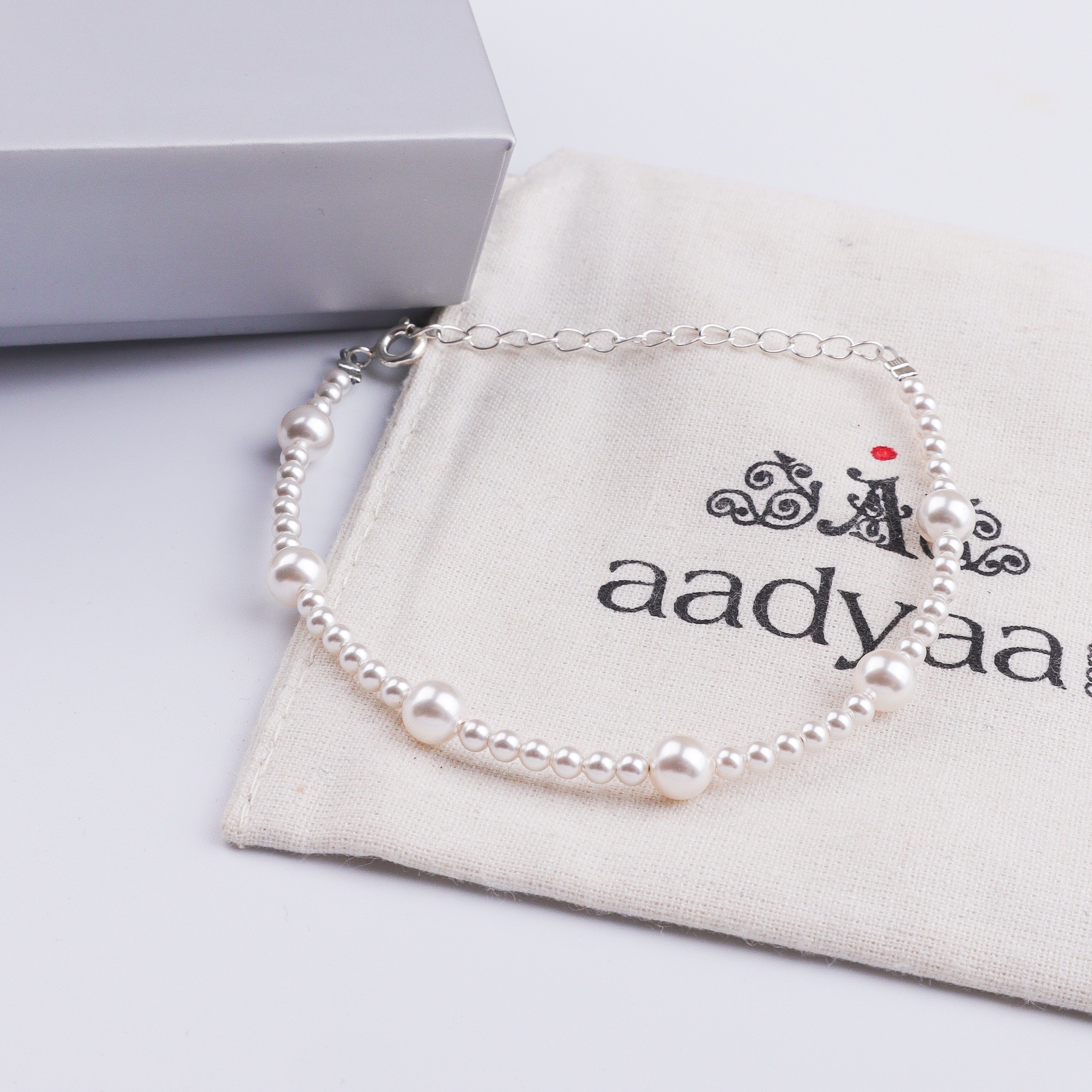 White Pearl Silver Bracelet (Project Handmade)