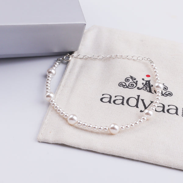 White Pearl Silver Bracelet (Project Handmade)