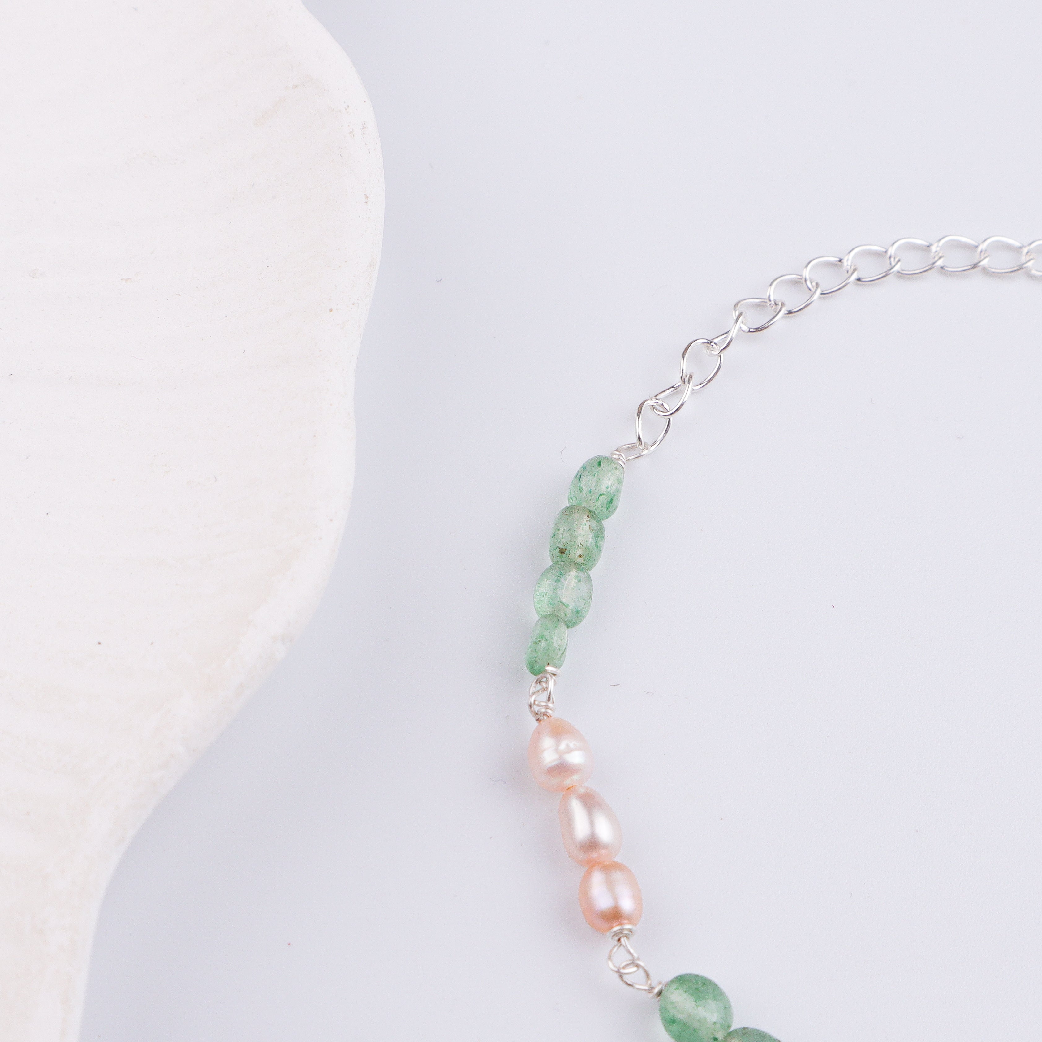 Russian Quartz & Rice Pearl Silver Bracelet (Project Handmade)