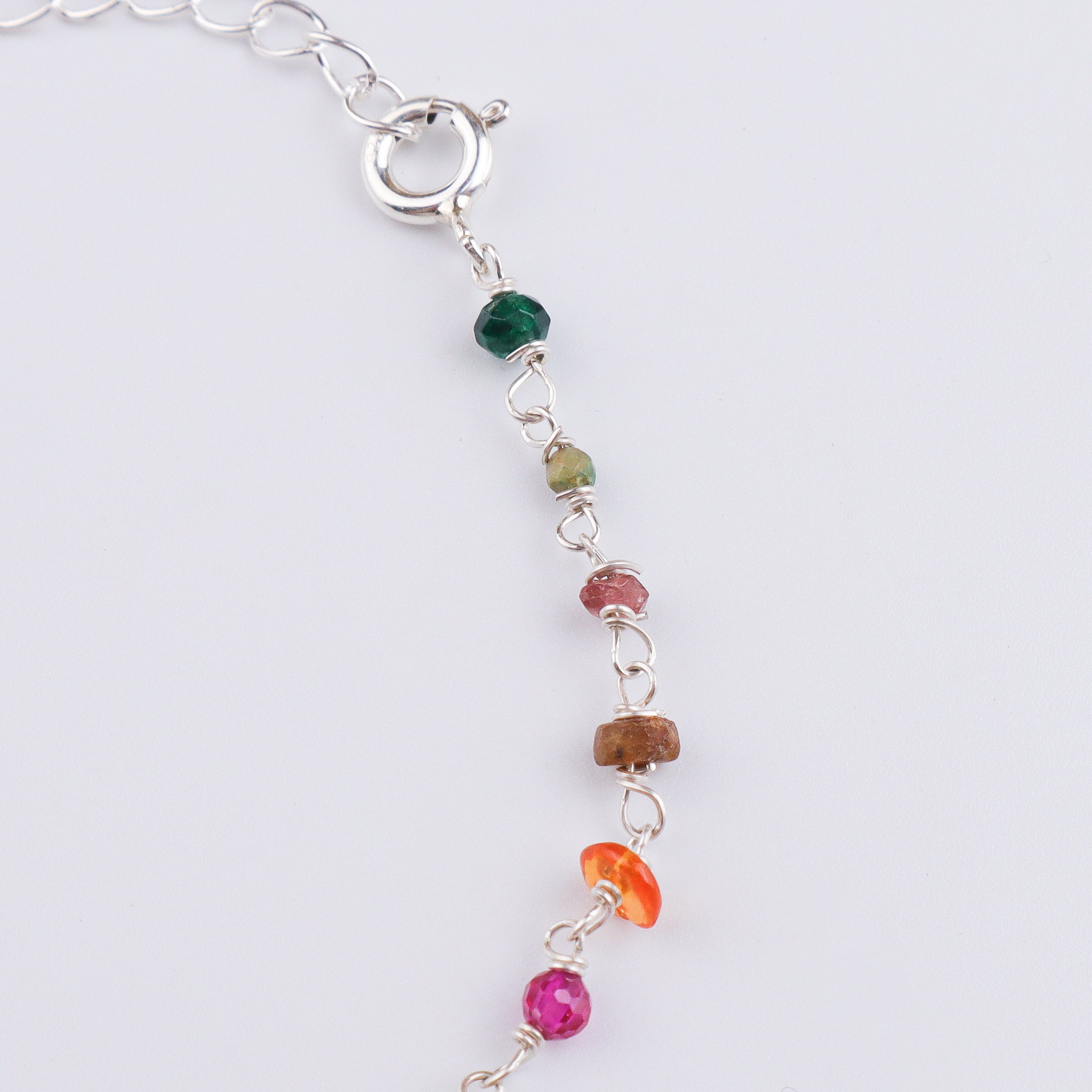 Multicolor Stone & Pearl Silver Bracelet (Project Handmade)