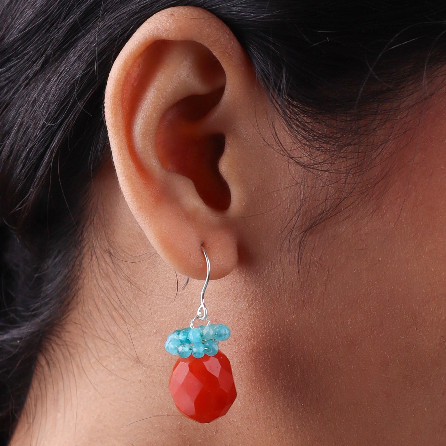 Carnelian & Agate Silver Earrings (Project Handmade)