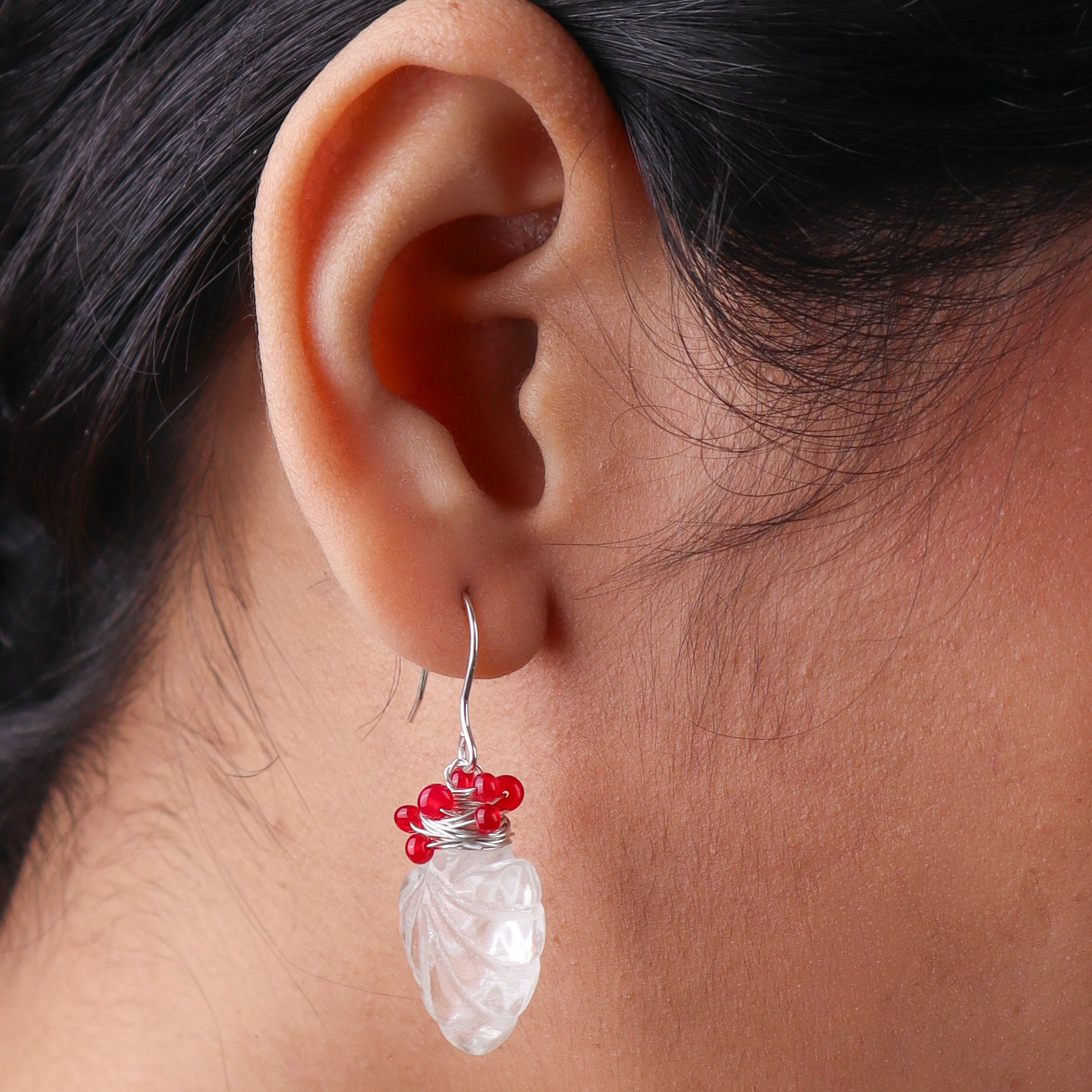 Crystal & Ruby Silver Earrings (Project Handmade)