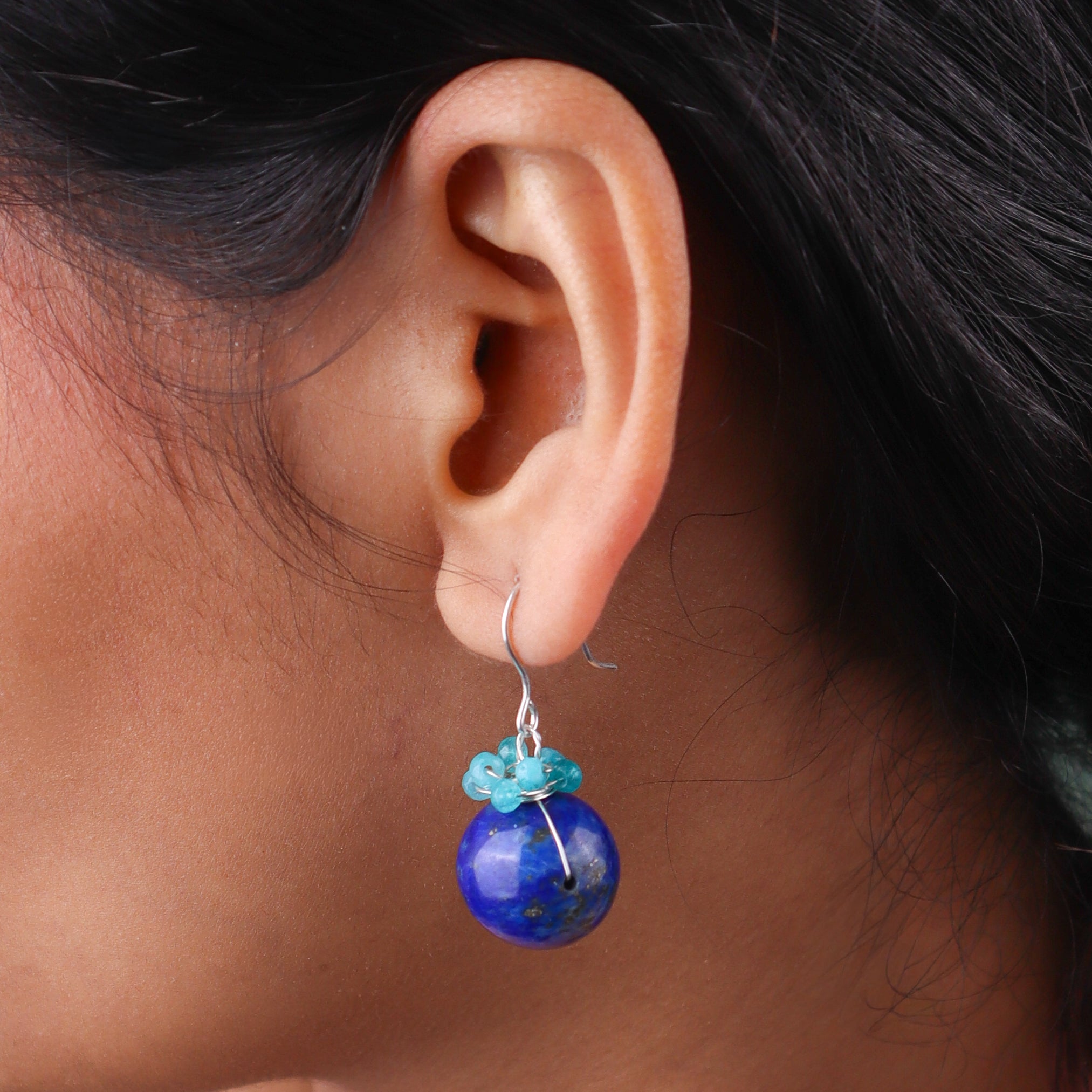 Lapis Lazuli Silver Earrings (Project Handmade)