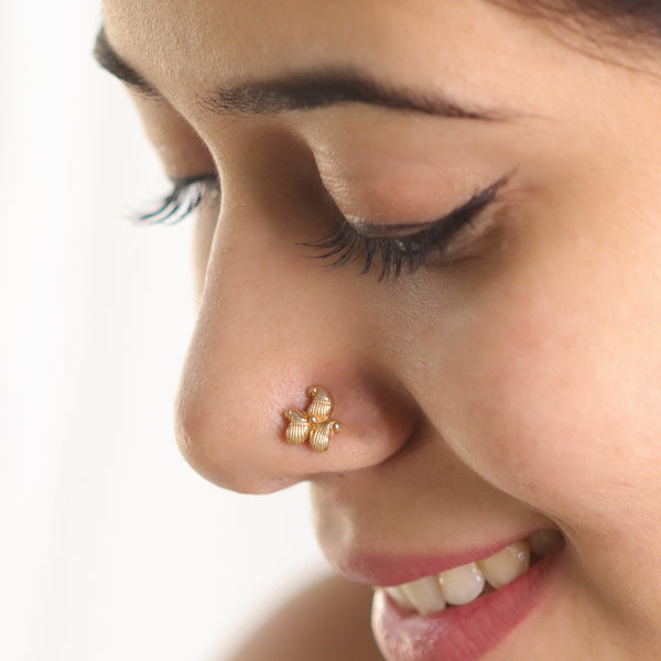Itihaas Koyari Nose pin- Pierced |  92.5 Silver | 22K Gold Plated