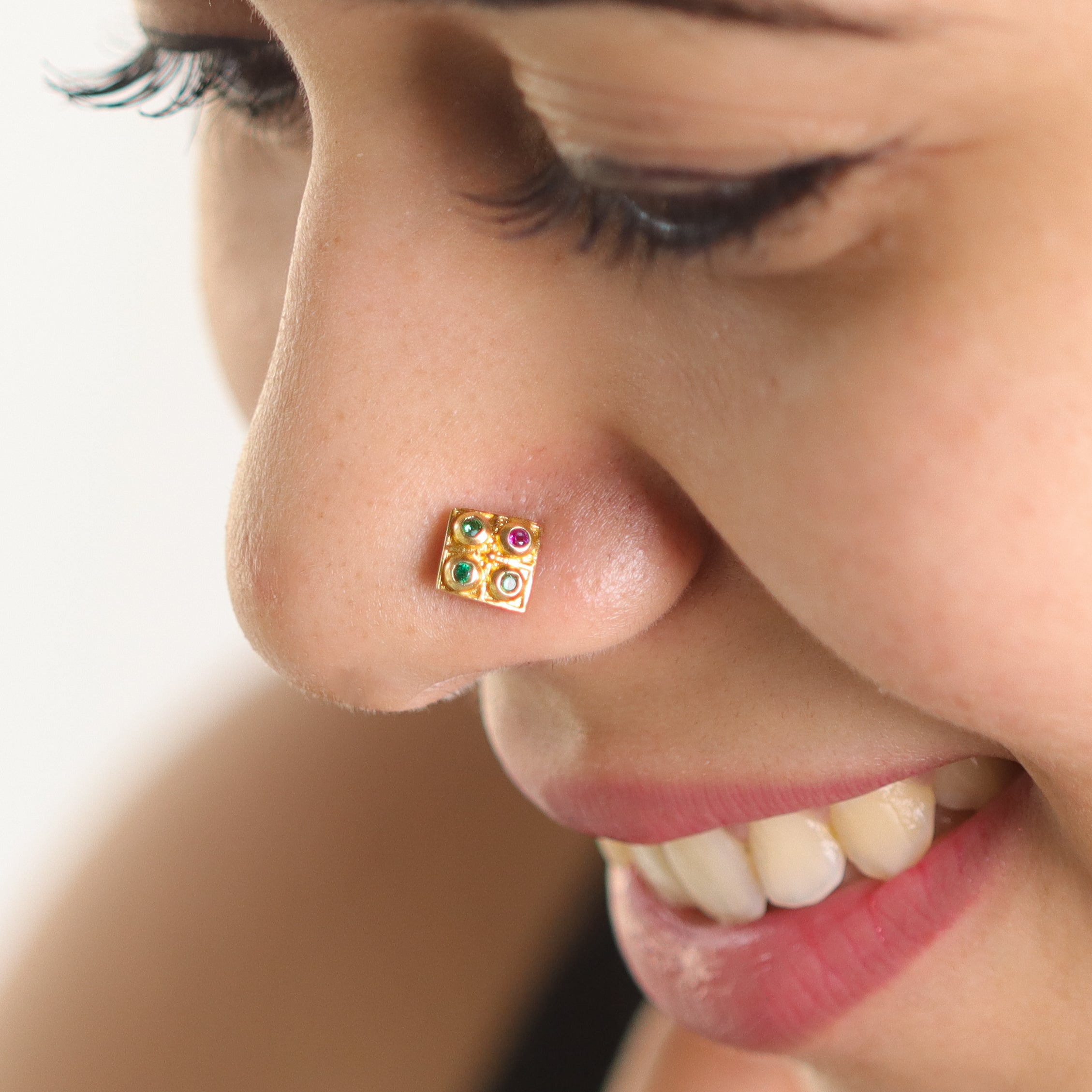 Silver Nakshatra Nose pin (Pierced, Gold Plated)
