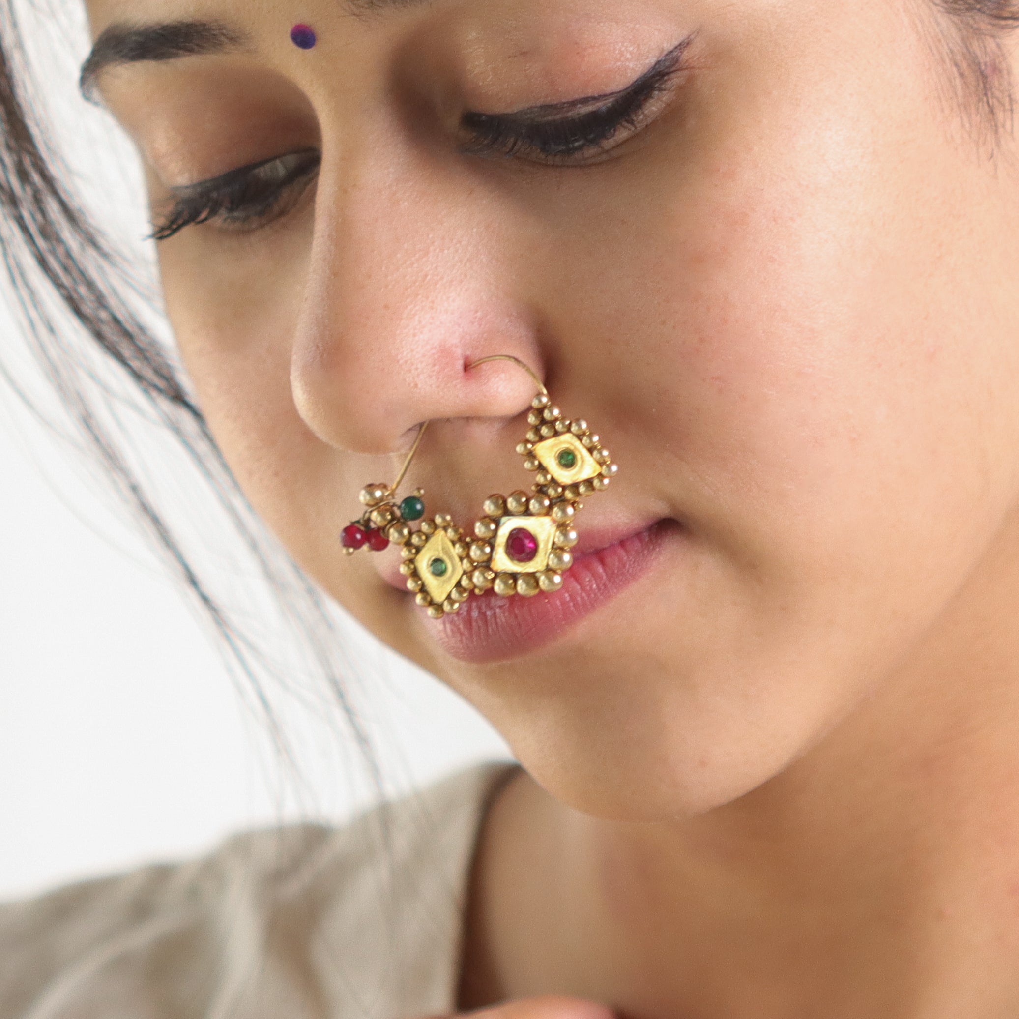 Godavari Nath (Left, Pierced) |  92.5 Silver | 22K Gold Plated