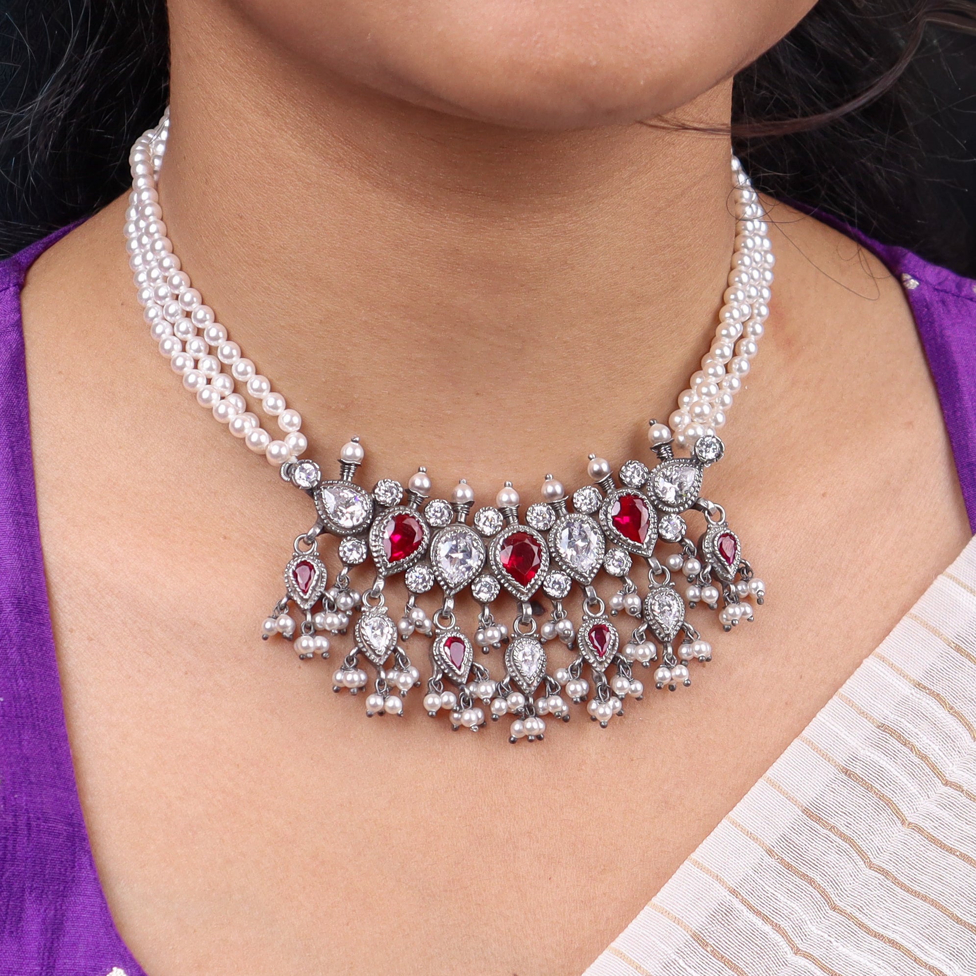 Mithila’s Favourite Tanmani Set with Pearls