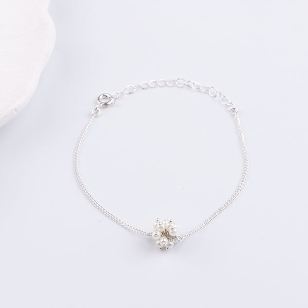Pearl Bunch Silver Chain Bracelet (Project Handmade)
