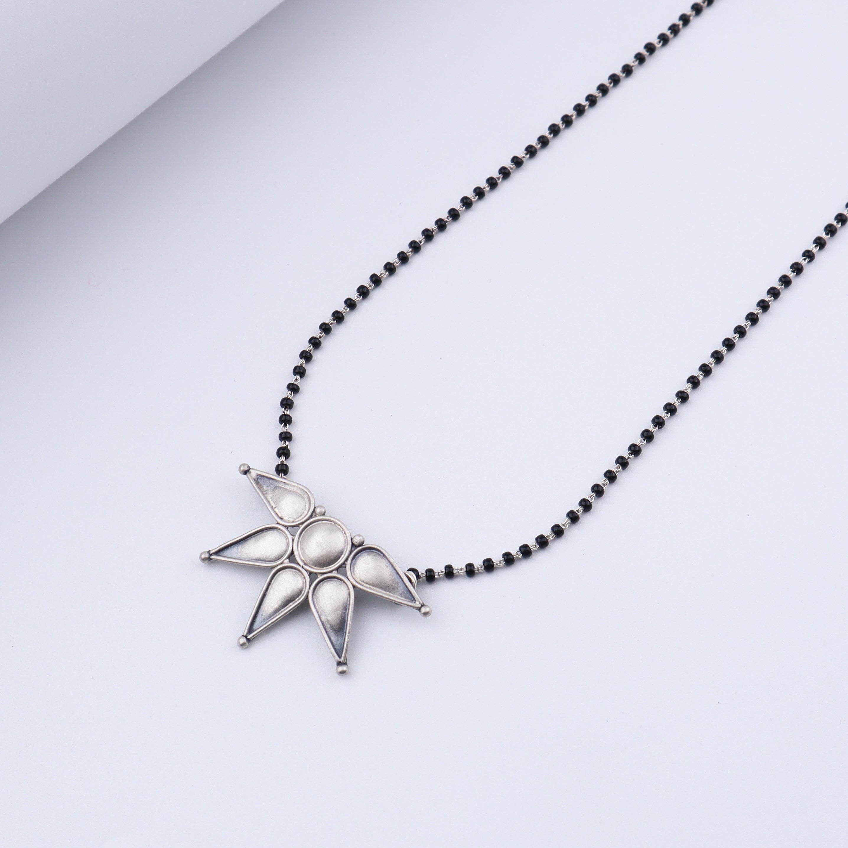 Silver Half Flower Mangalsutra