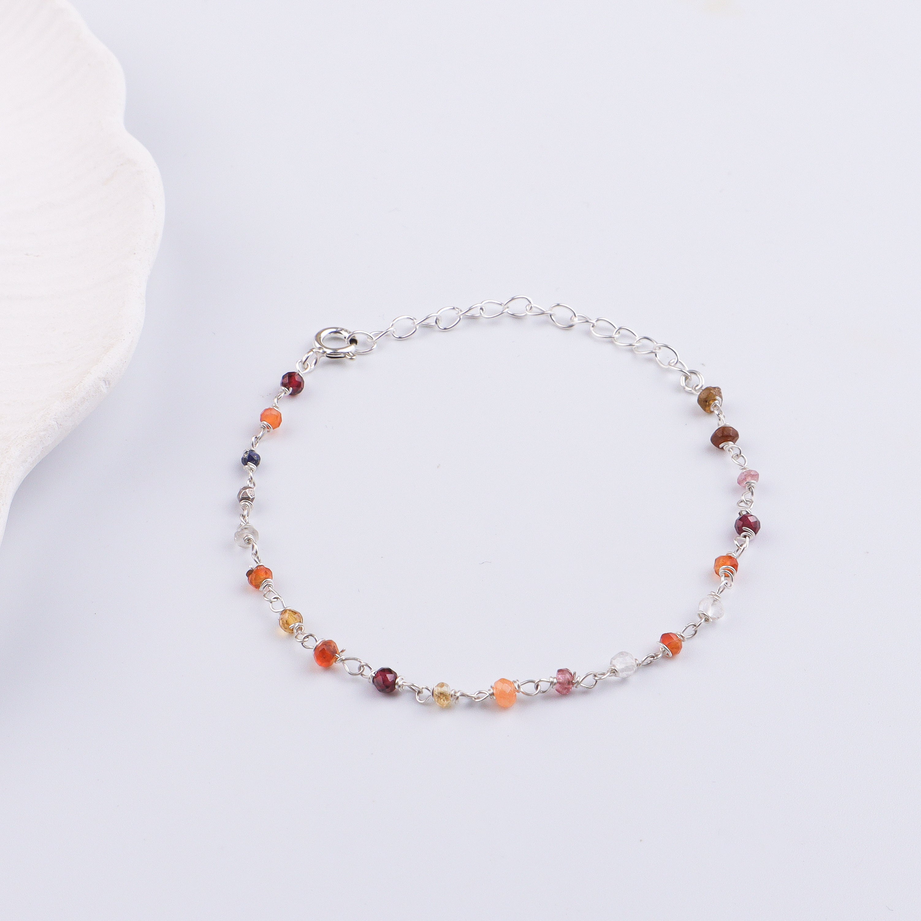 Multicolor Stone Silver Bracelet (Project Handmade)